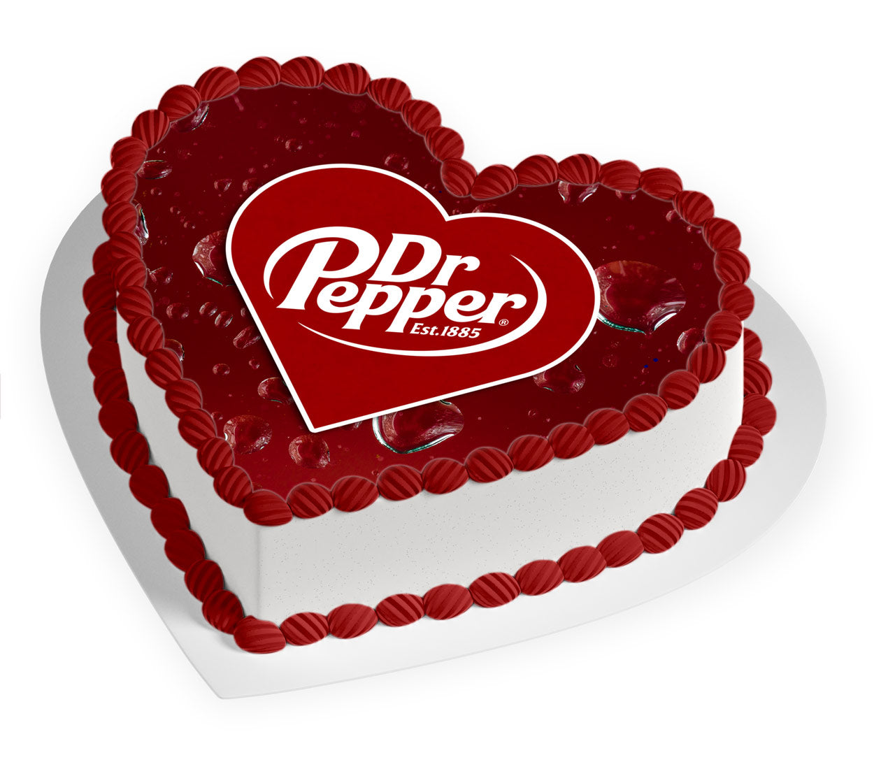 Dr Pepper Heart Shaped – Frosting Sheet - Personalized Edible Cake Topper | Custom Icing Sheet | Birthday Cake Decoration | Photo Cake Image
