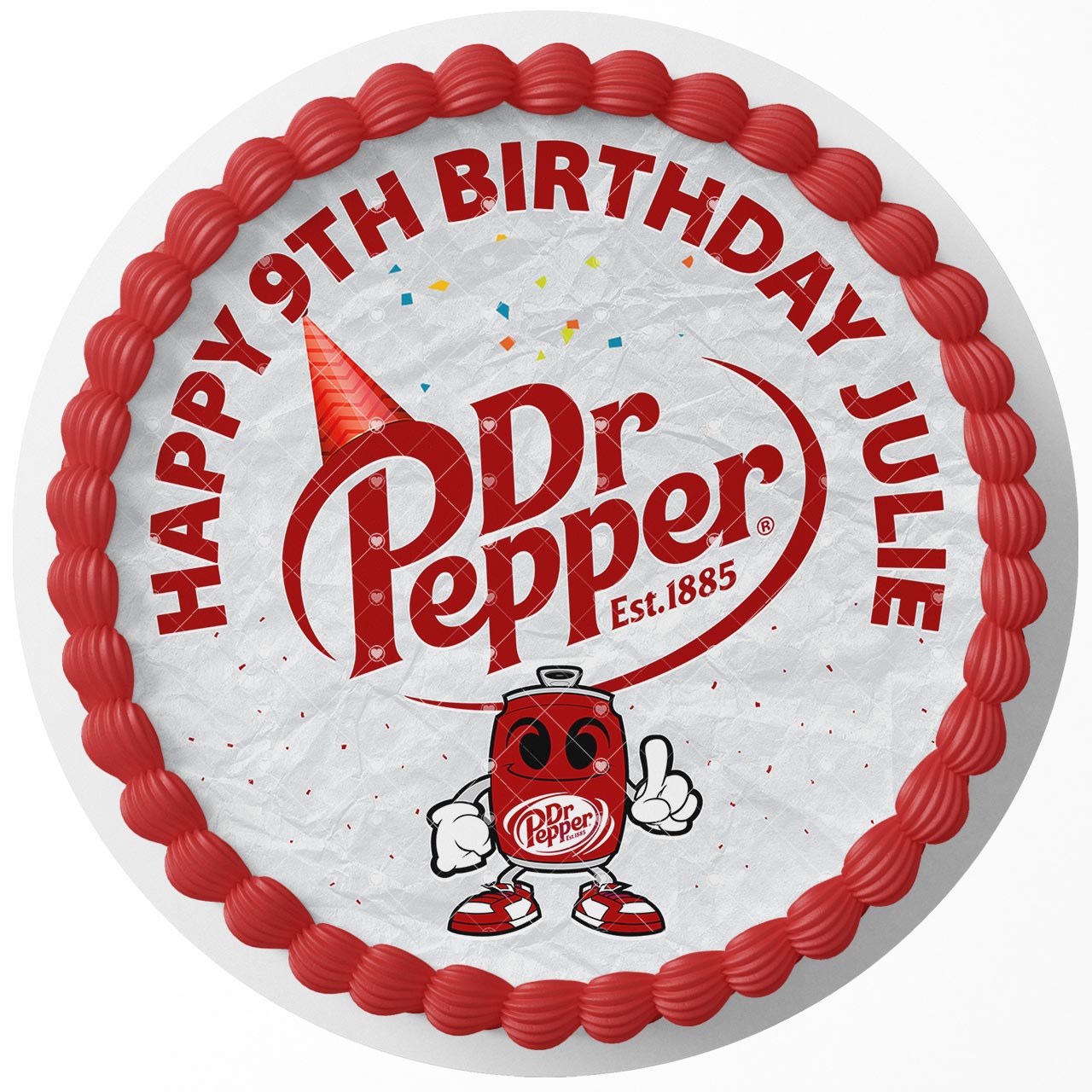 Dr Pepper DPR Round – Icing Sheet Birthday - Personalized Edible Cake Topper | Custom Icing Sheet | Birthday Cake Decoration | Photo Cake Image