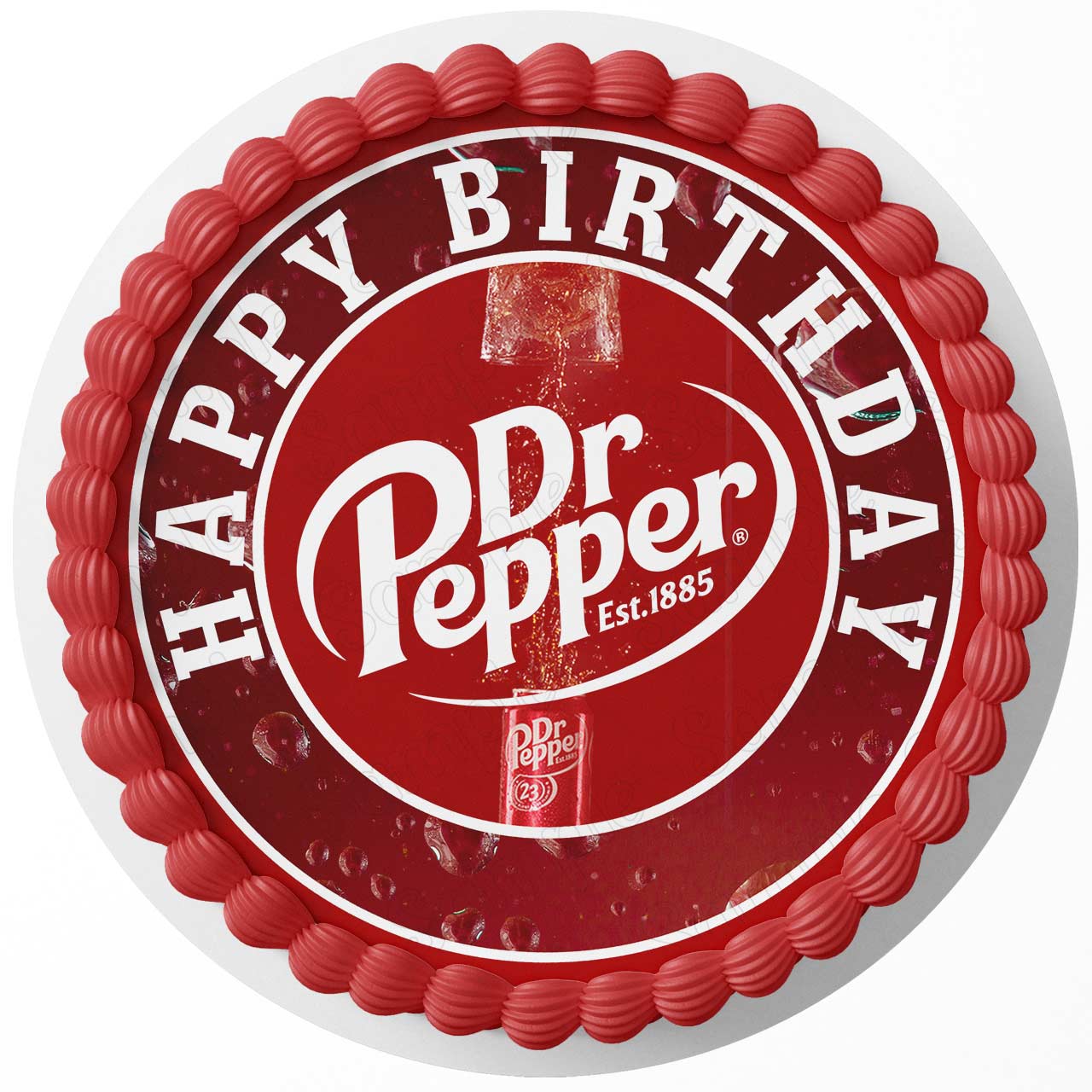 Dr Pepper Plain Round – Icing Sheet Birthday - Personalized Edible Cake Topper | Custom Icing Sheet | Birthday Cake Decoration | Photo Cake Image