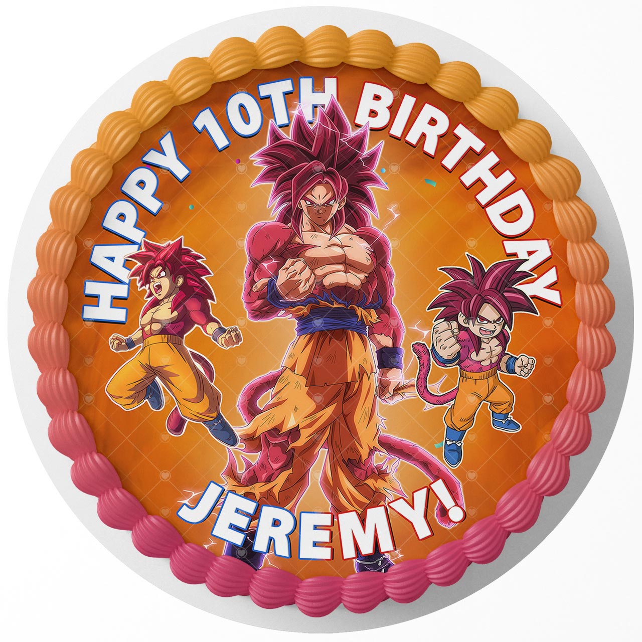 Dragon Figthers Daima Goku Saiyan Four 4 Round – Icing Sheet Birt - Personalized Edible Cake Topper | Custom Icing Sheet | Birthday Cake Decoration