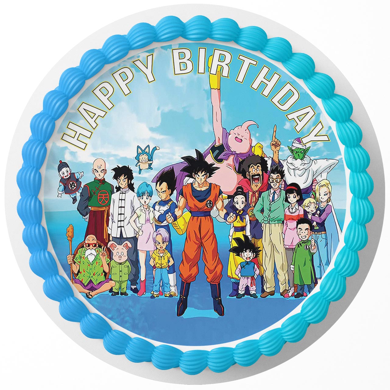Dragon Figthers Goku and Friends Round – Icing Sheet Birthday - Personalized Edible Cake Topper | Custom Icing Sheet | Birthday Cake Decoration