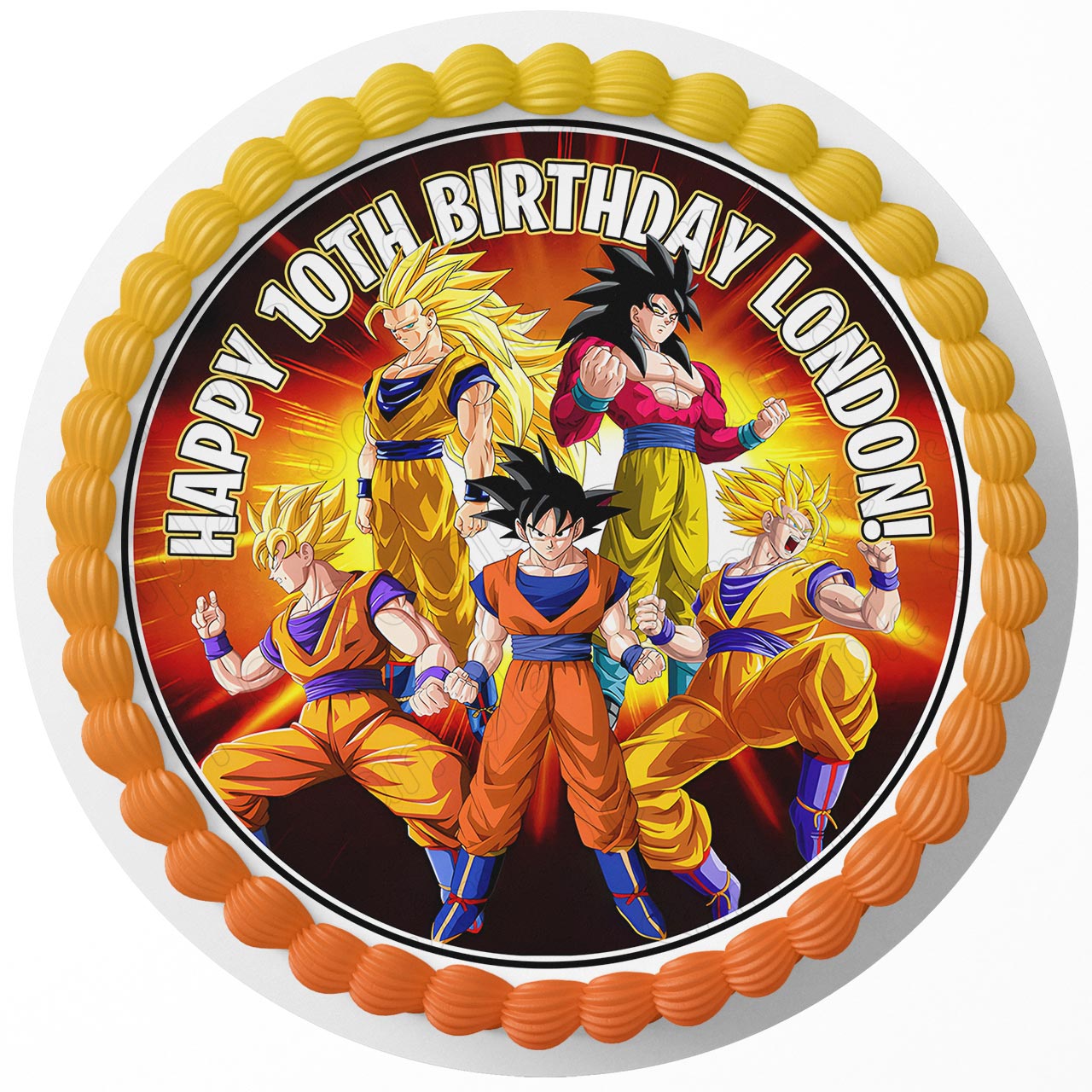 Dragon Fighter Ball Z Goku Round – Icing Sheet Birthday - Personalized Edible Cake Topper | Custom Icing Sheet | Birthday Cake Decoration