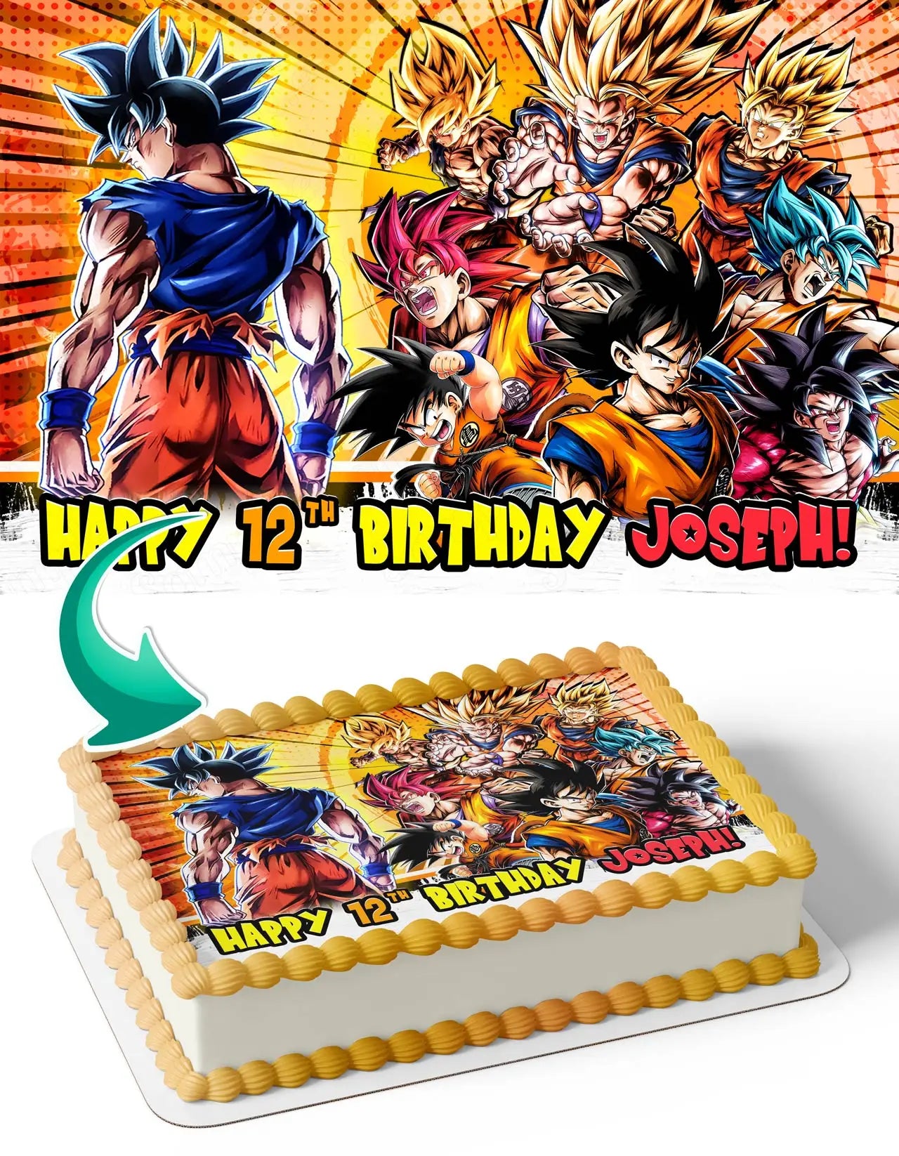 Dragon Figthers Legends Gokus Forms Edible Cake Topper