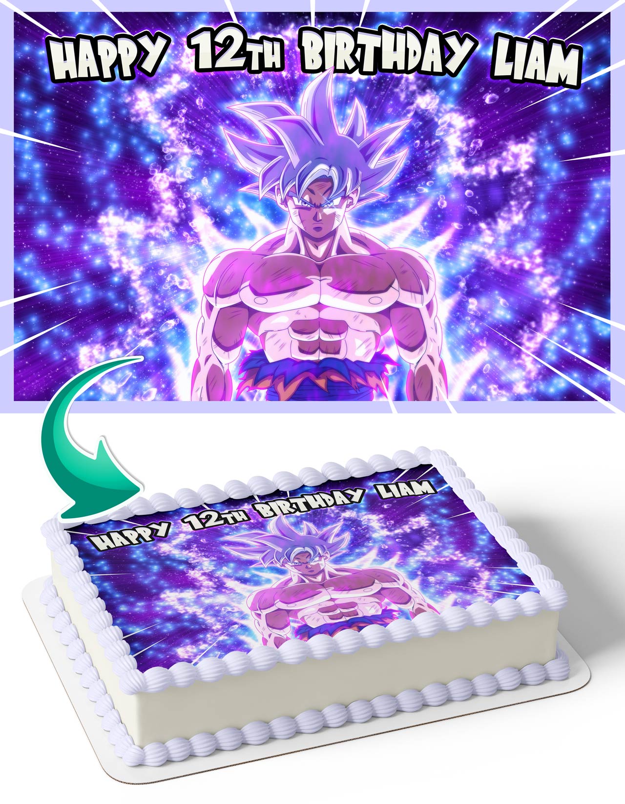 Dragon Figthers Super Goku Perfected Ultra Instinct Edible Cake Topper