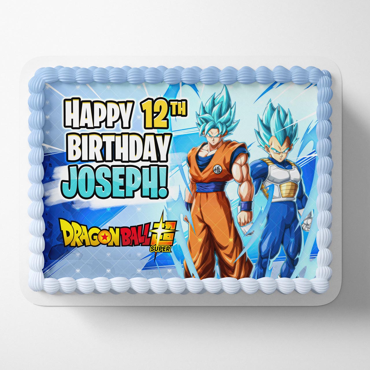 Dragon Figthers Super Goku Vegeta Super Saiyan Blue Edible Cake Topper
