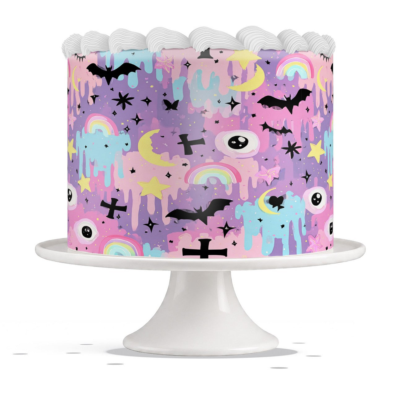 Dripping Pastel Gothic Sky edible cake wrap strip icing sheet