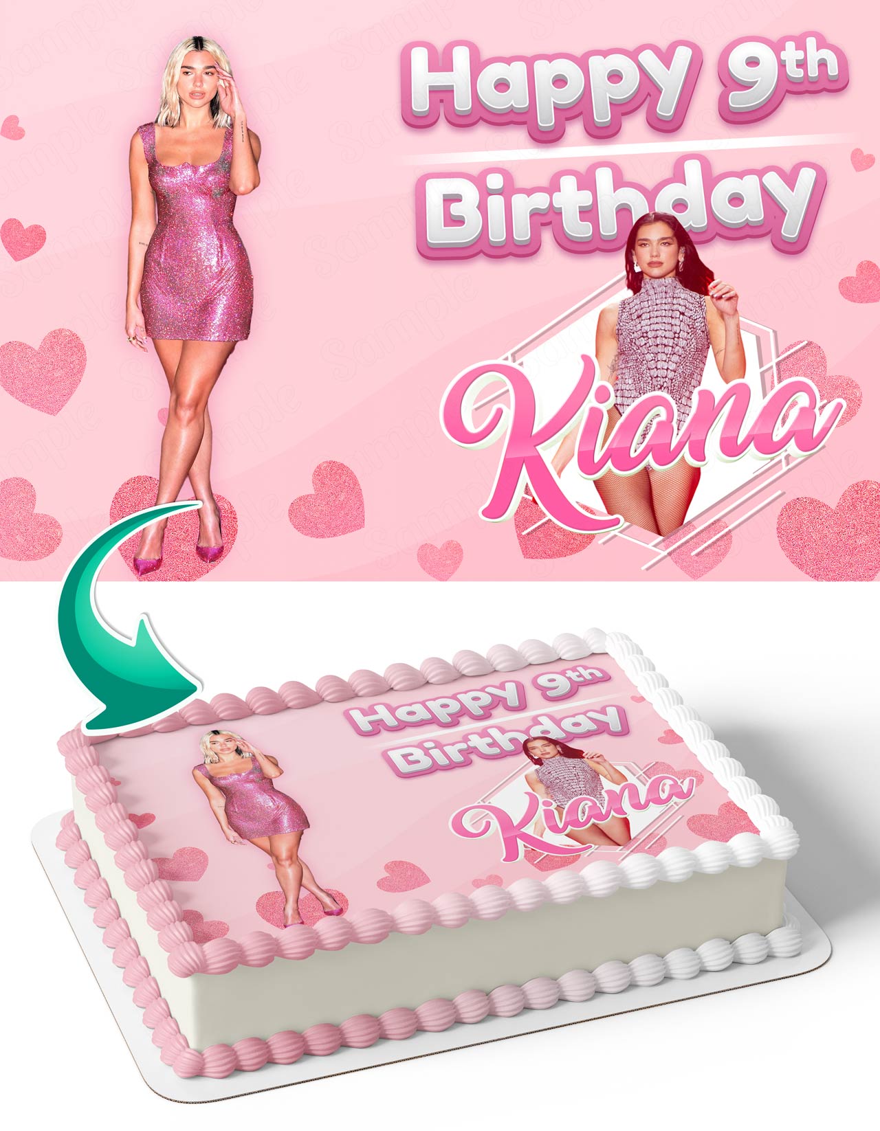 Dua Lipa DUL Edible Cake Topper