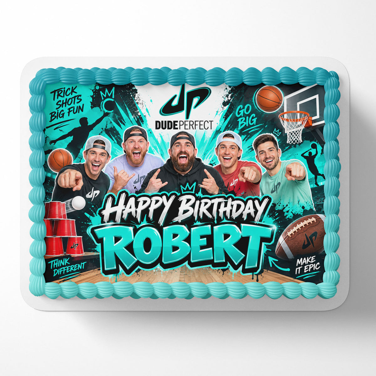 Dude Perfect Edible Cake Topper | Birthday Cake Decoration | Photo Cake Image