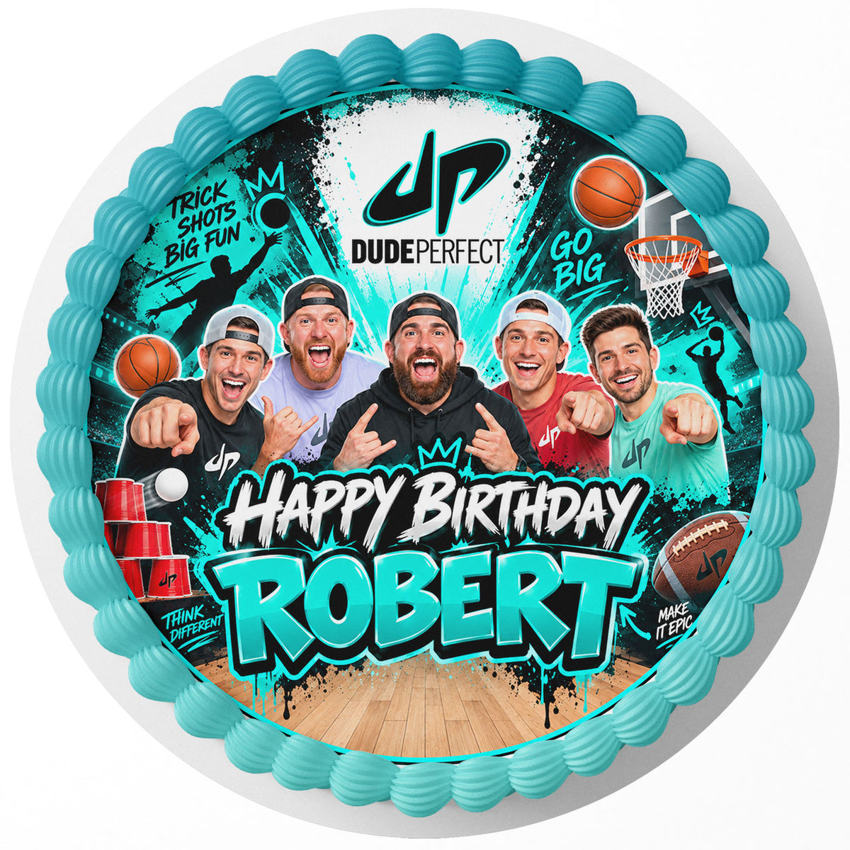 Dude Perfect Edible Cake Topper | Birthday Cake Decoration | Photo Cake Image