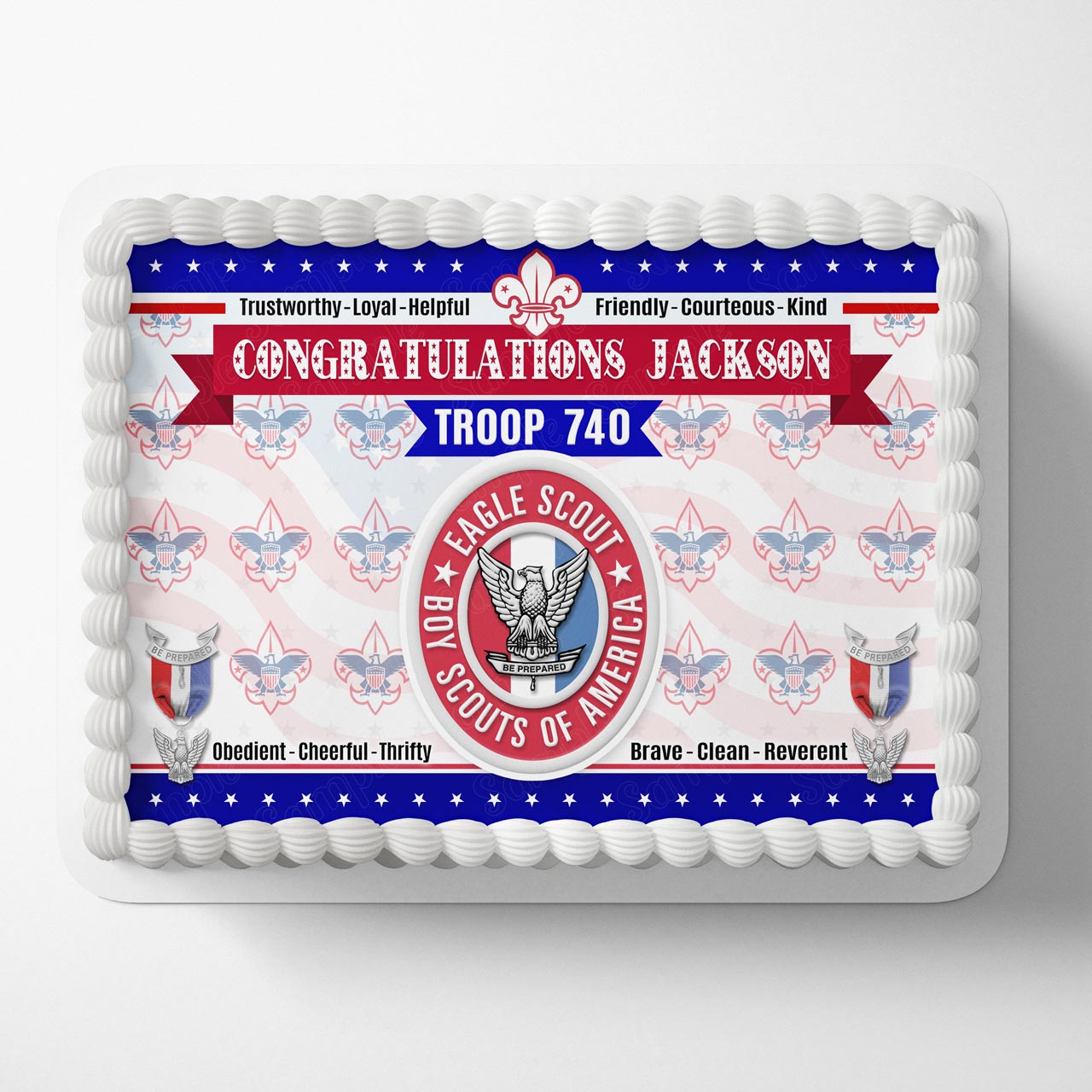 Eagle Scout Congratulations Troop Number Law Principles Edible Cake Topper