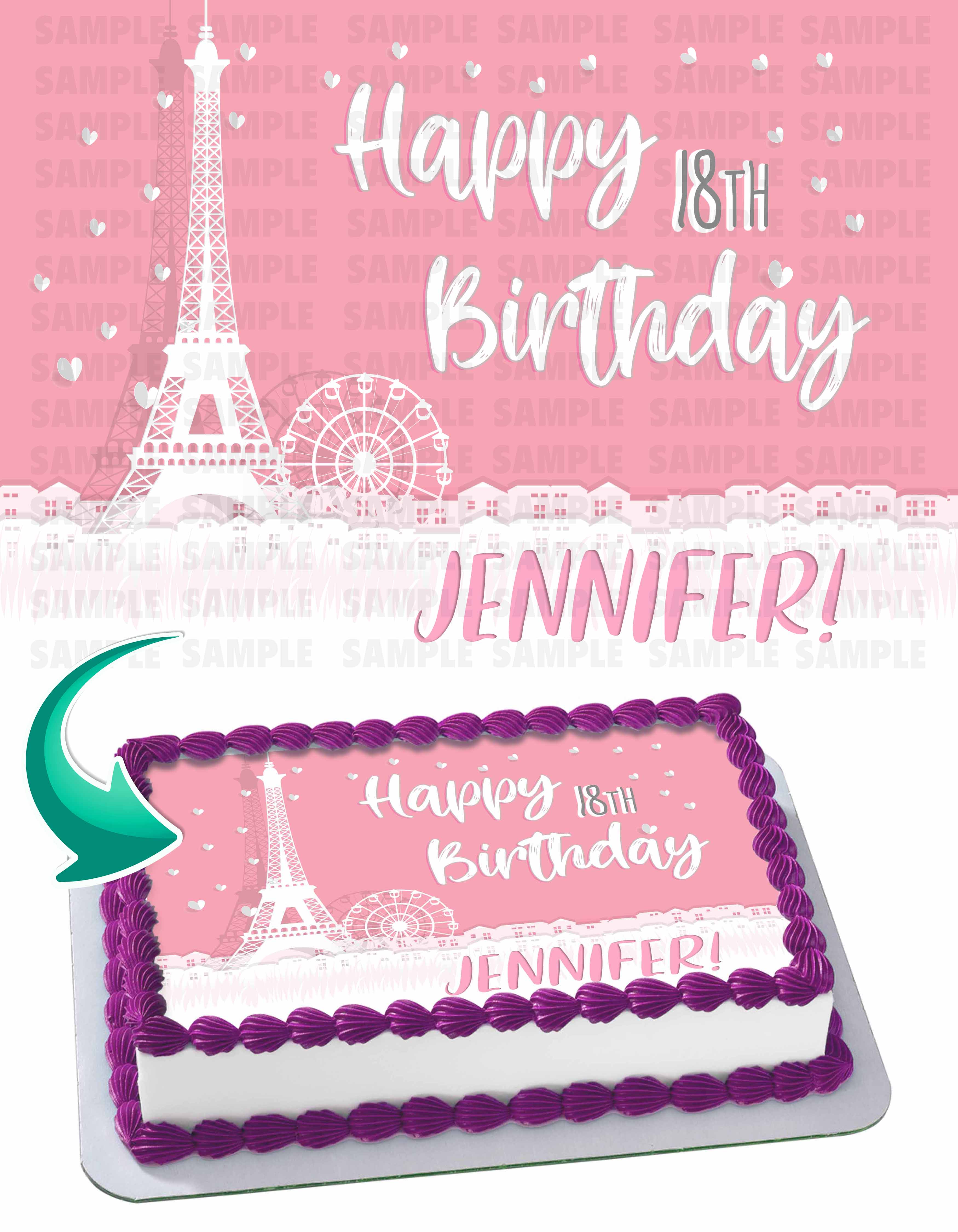 Eiffel Tower Paris France Edible Cake Topper