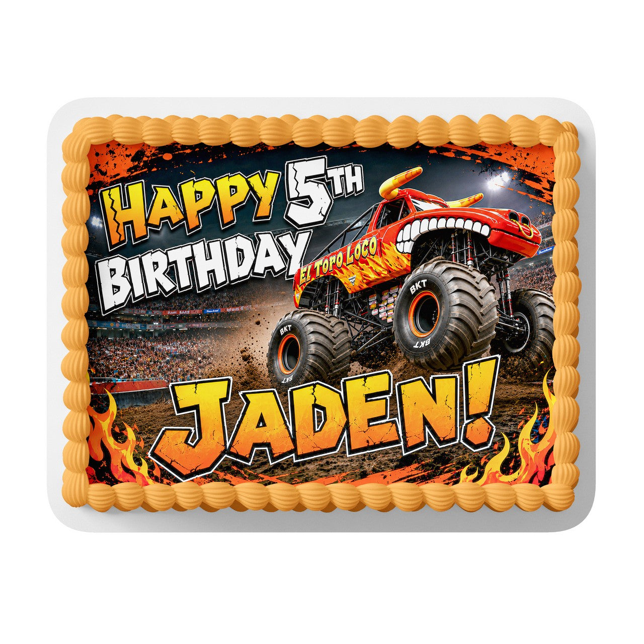 El Toro Loco Monster Truck Edible Cake Topper | Birthday Cake Decoration | Photo Cake Image