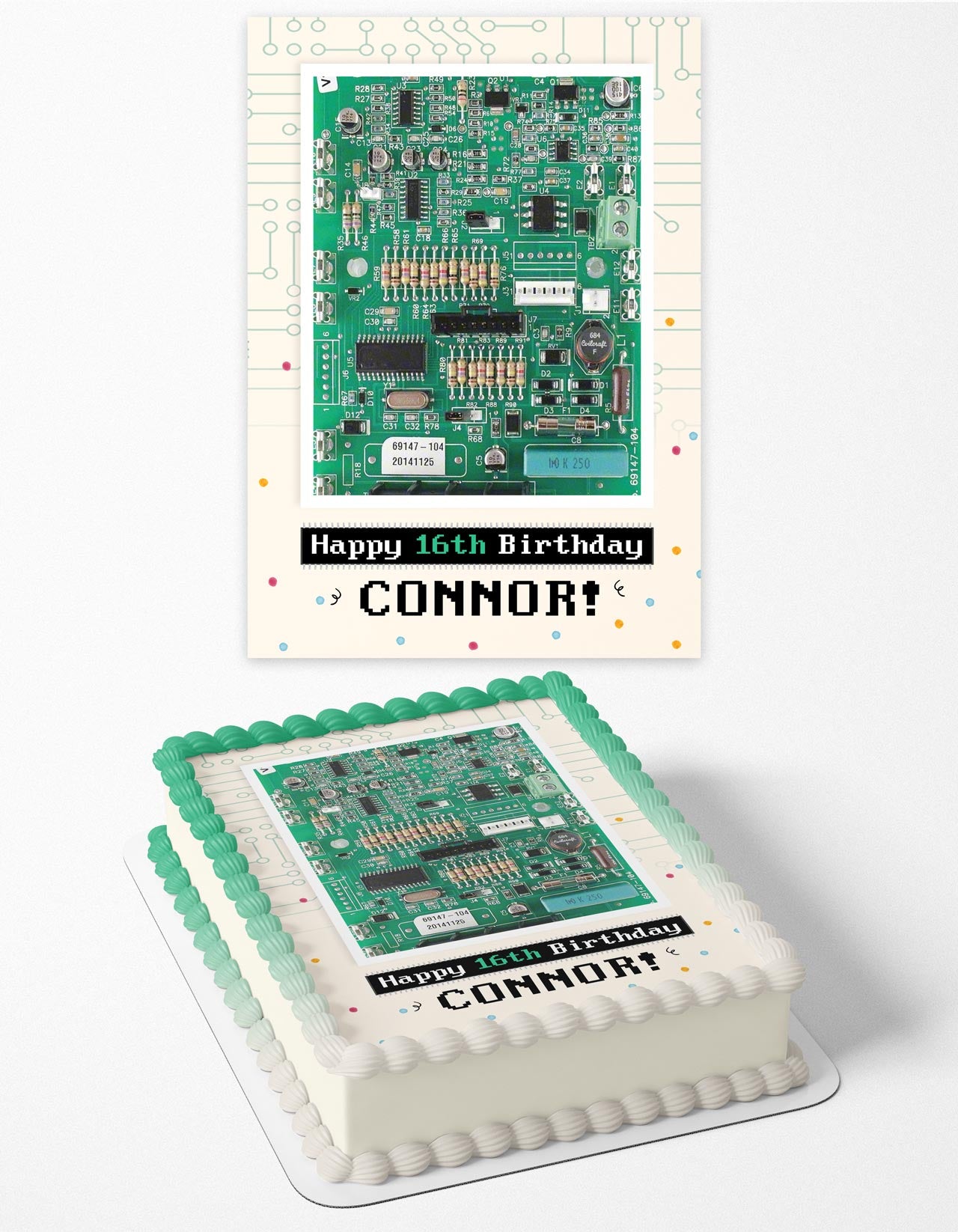 Electronic Engineer Circuit Board Microchips Edible Cake Topper