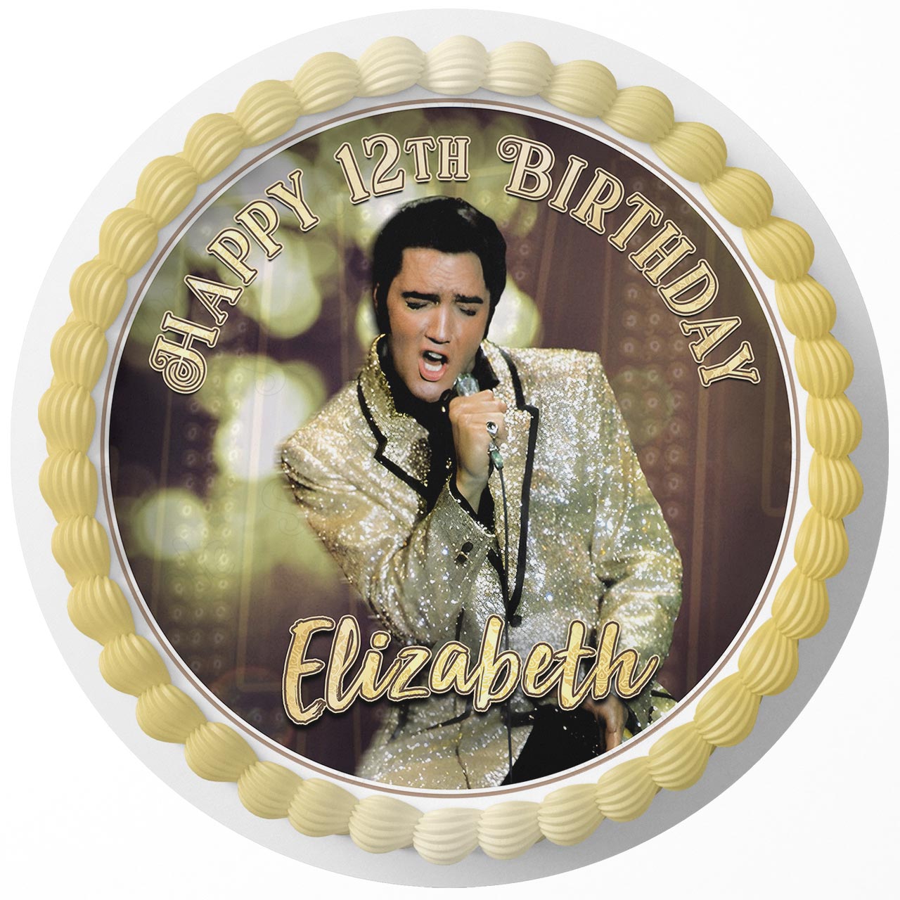 Elvis Presley The King Round – Icing Sheet Birthday - Personalized Edible Cake Topper | Custom Icing Sheet | Birthday Cake Decoration