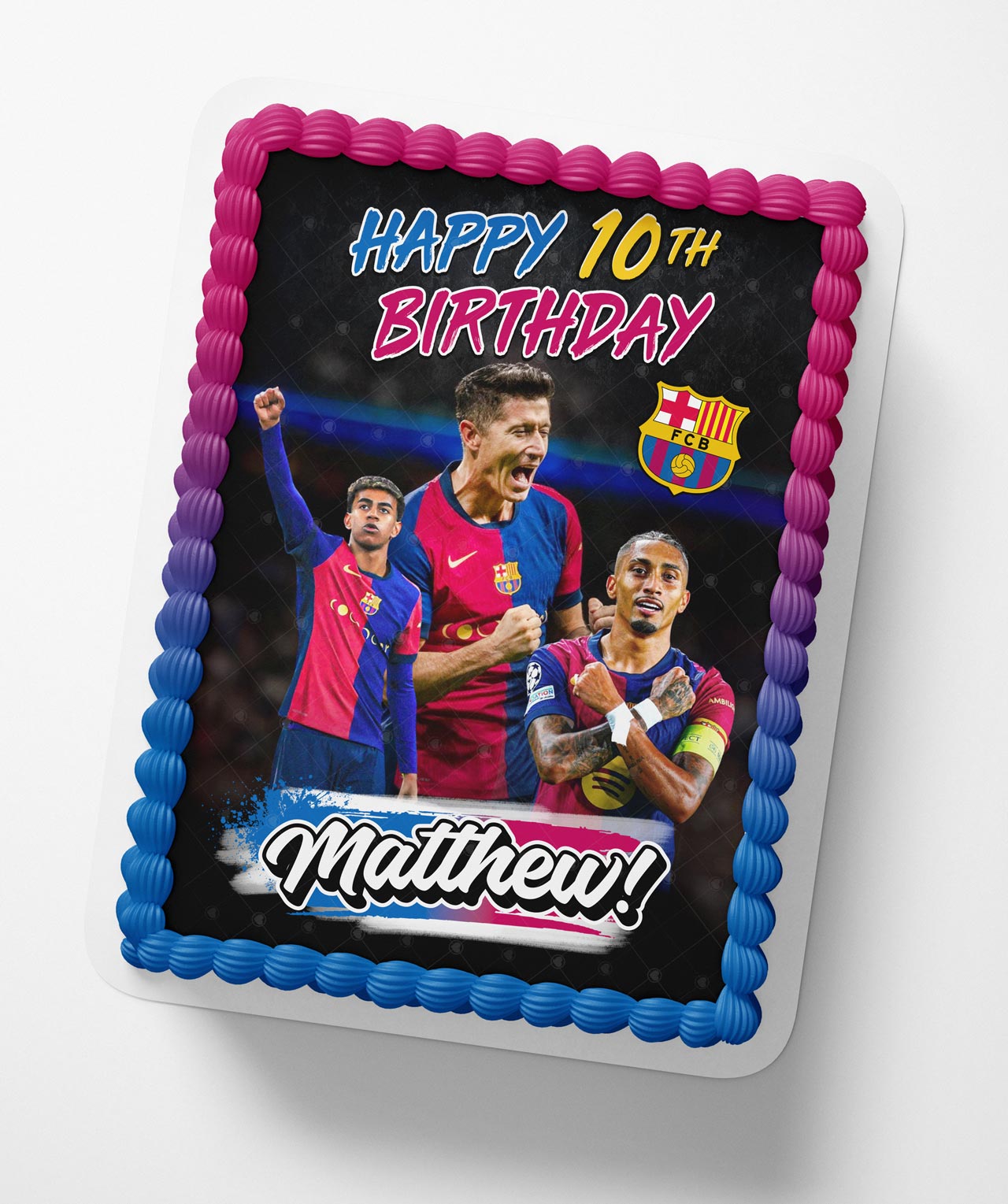 FC Barcelona Barca Lamine Yamal Raphinha Robert Lewandowski Edible Cake Topper
