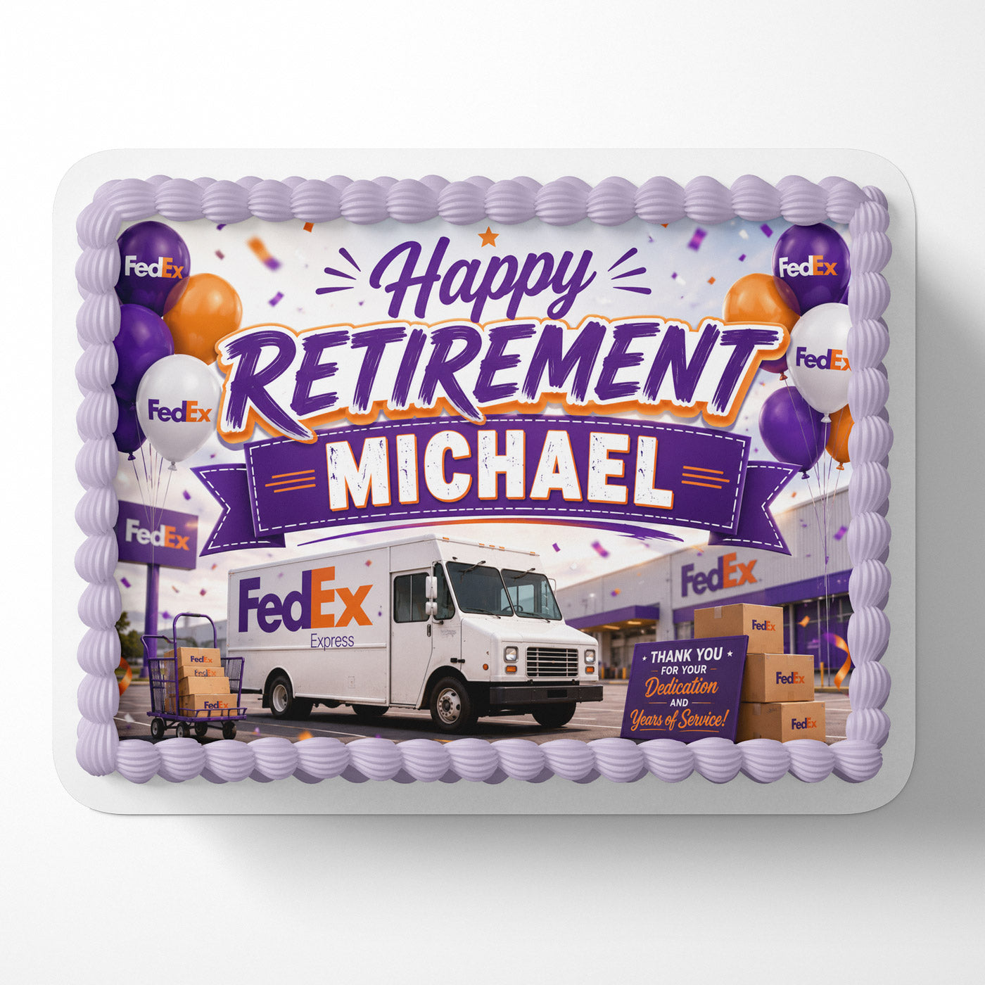 FEDEX Happy Retirement Edible Cake Image - Edible Cake Topper Birthday Cake Decoration