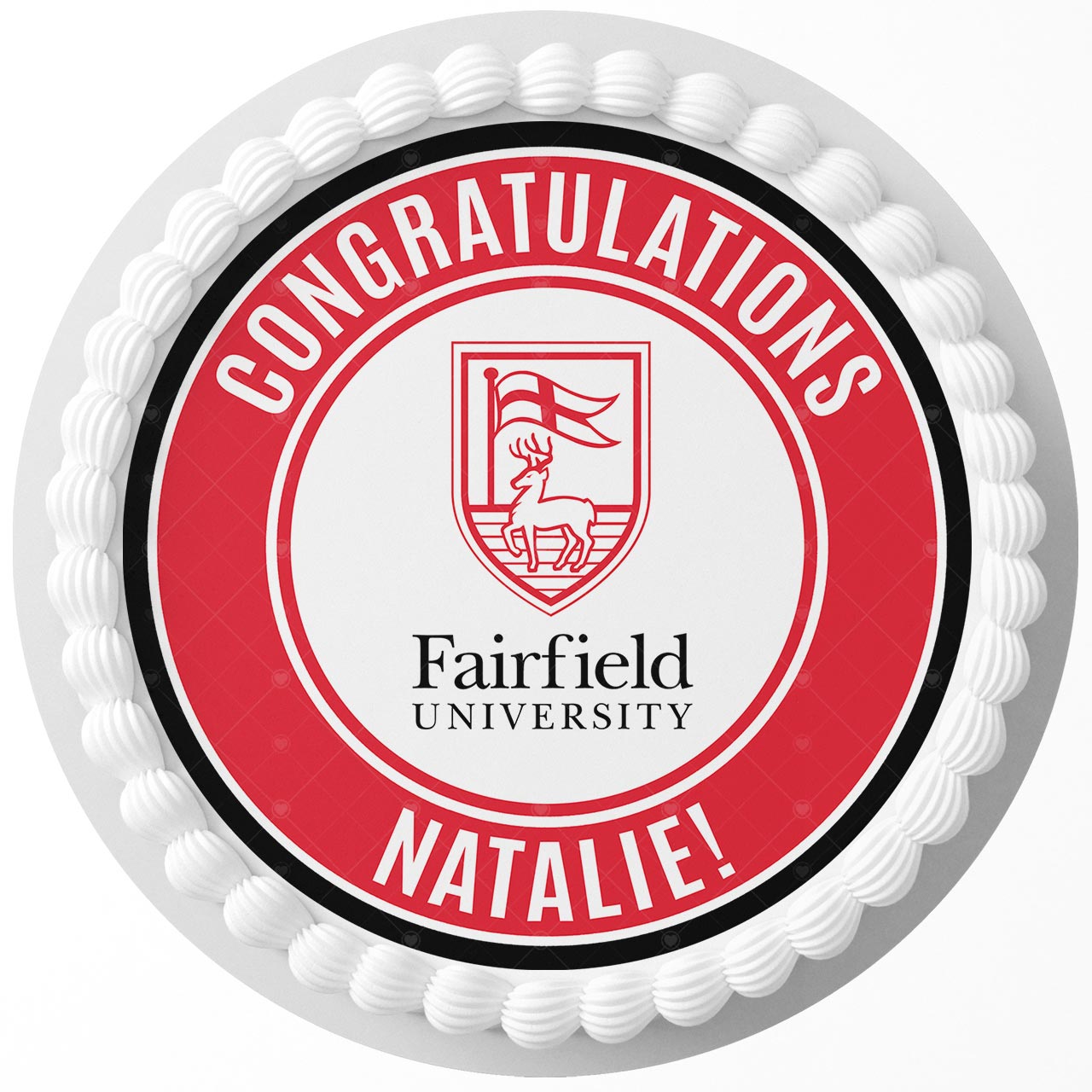 Fairfield University Round – Icing Sheet Birthday - Personalized Edible Cake Topper | Custom Icing Sheet | Birthday Cake Decoration