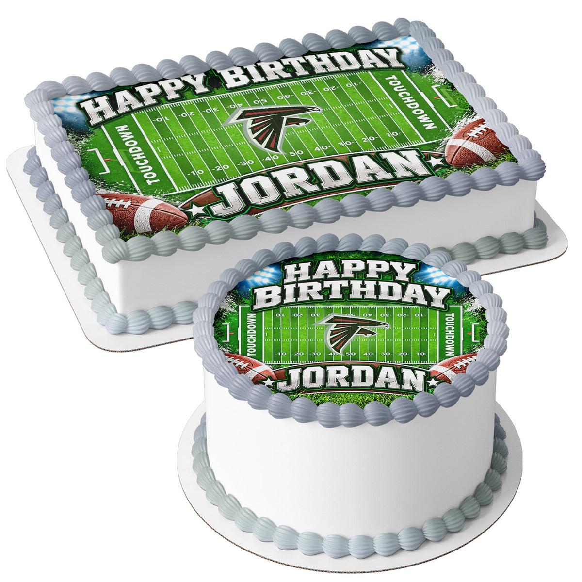 American Falcons Touchdown Football Edible Cake Topper | Birthday Cake Decoration | Photo Cake Image | Custom Edible Cake Topper