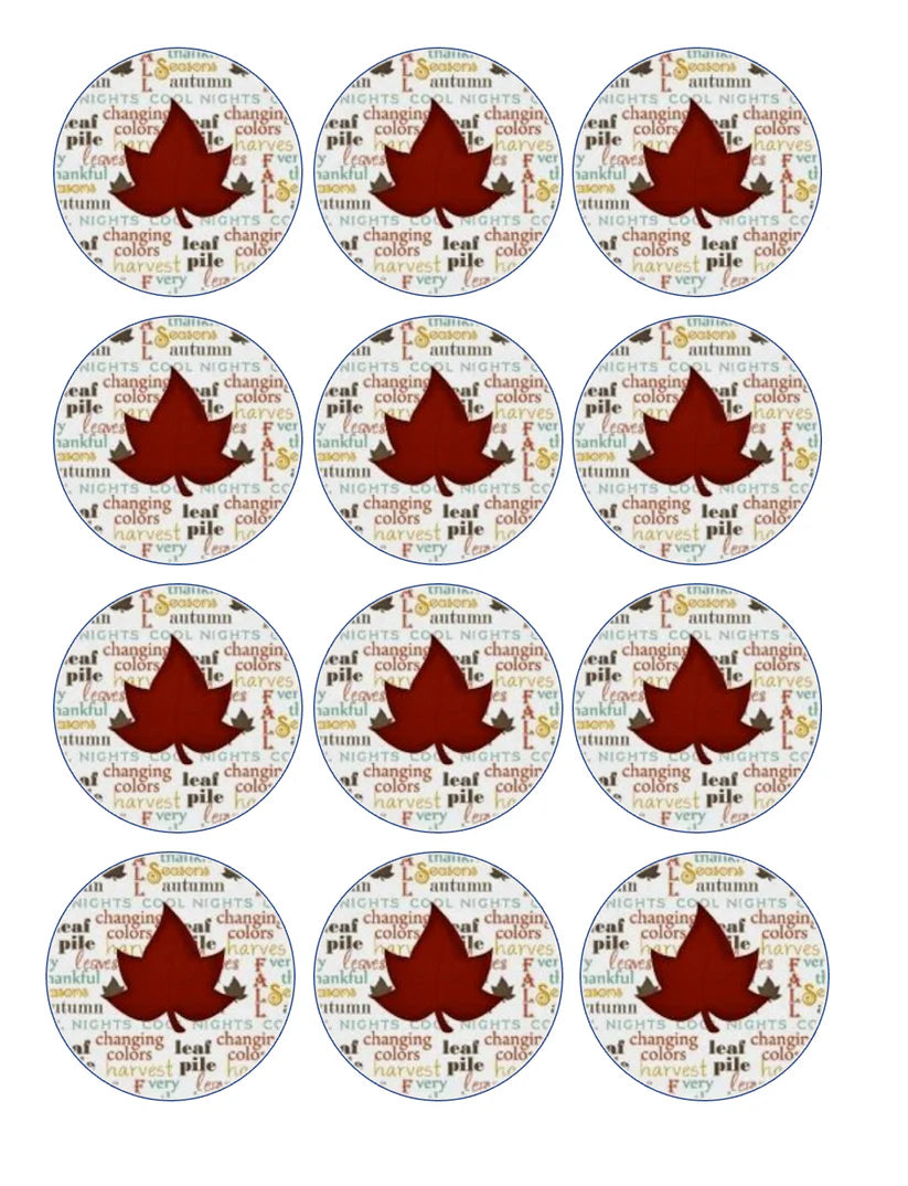 Fall Autumn Leaves Edible Cupcake Toppers Icing Sheet or Wafer Paper