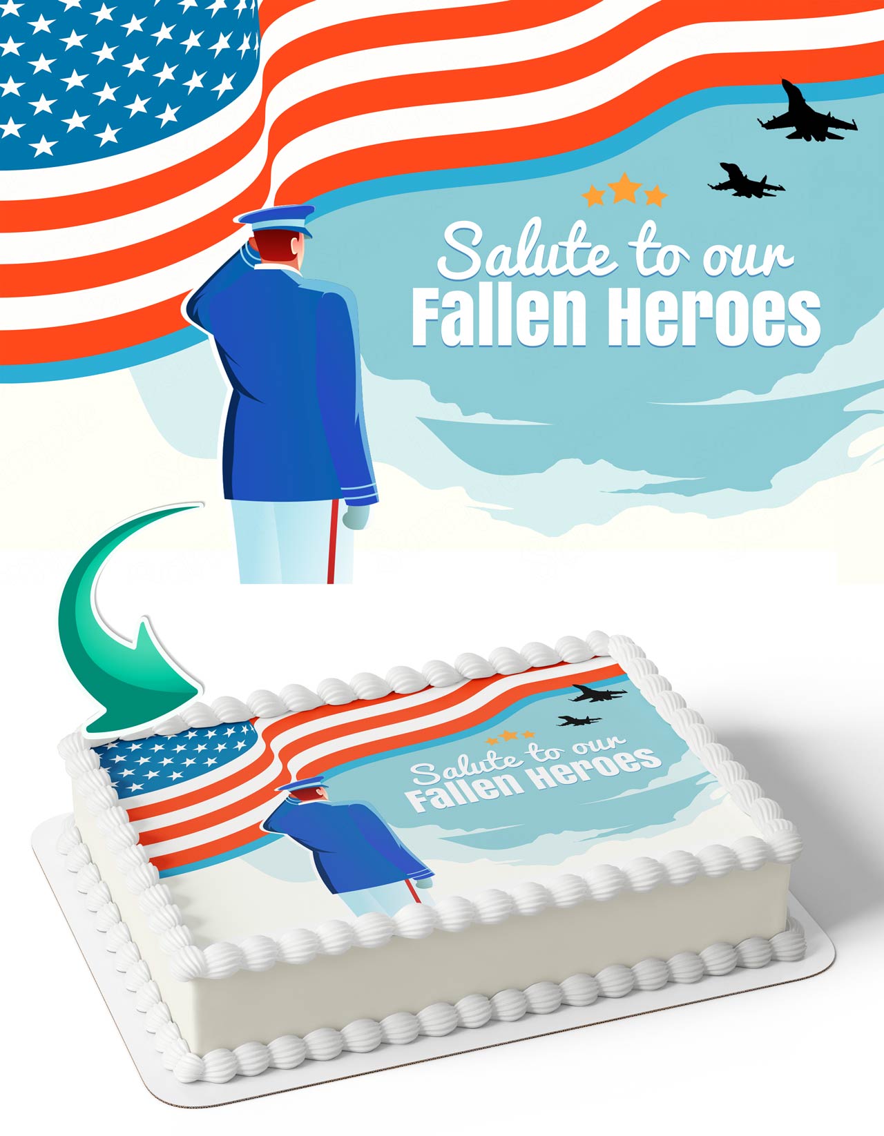 Fallen Soldier Tribute Memorial Day Edible Cake Topper