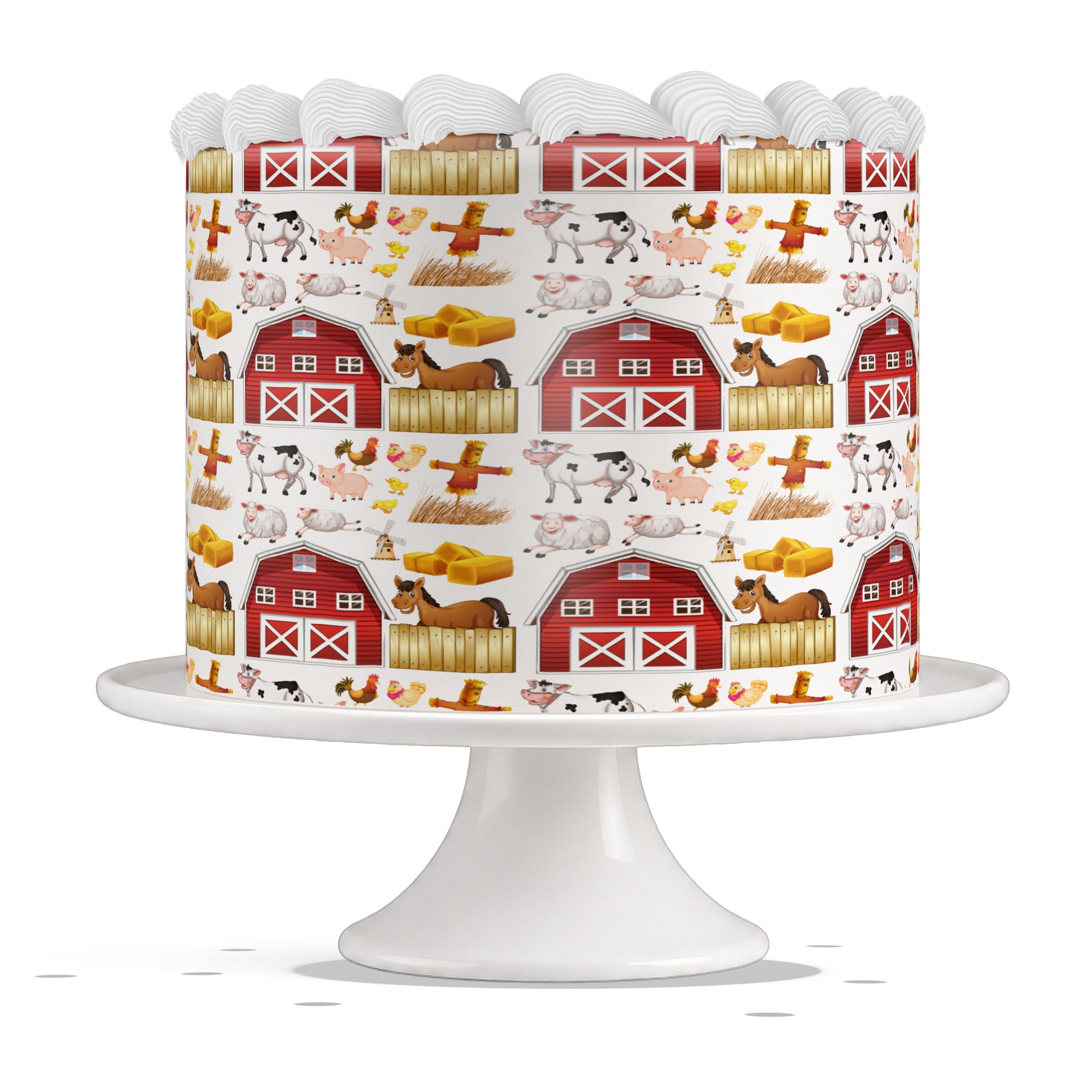 Farm Animals Barn Edible Cake Wrap Strip – Icing Sheet Cake Side - Edible Cake Topper | Icing Sheet | Birthday Cake Decoration