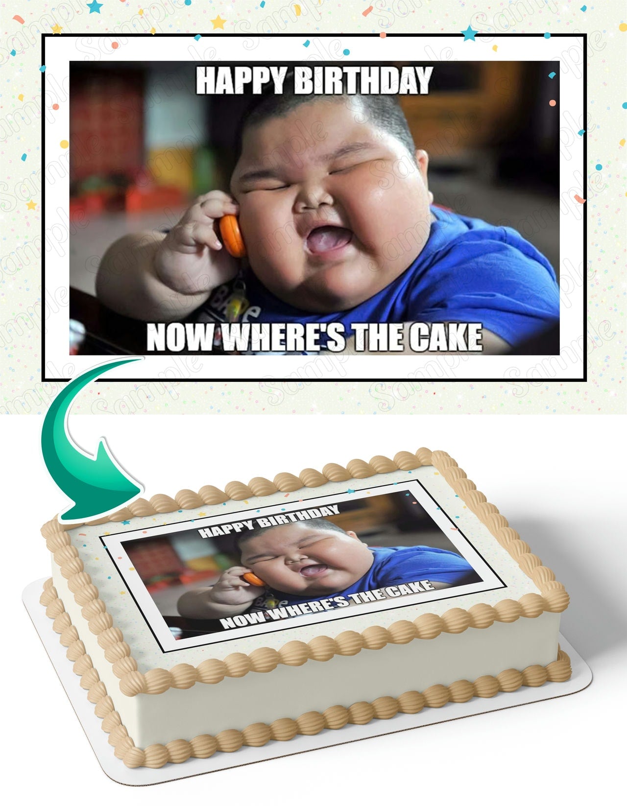 Fat Asian Kid Meme Edible Cake Topper