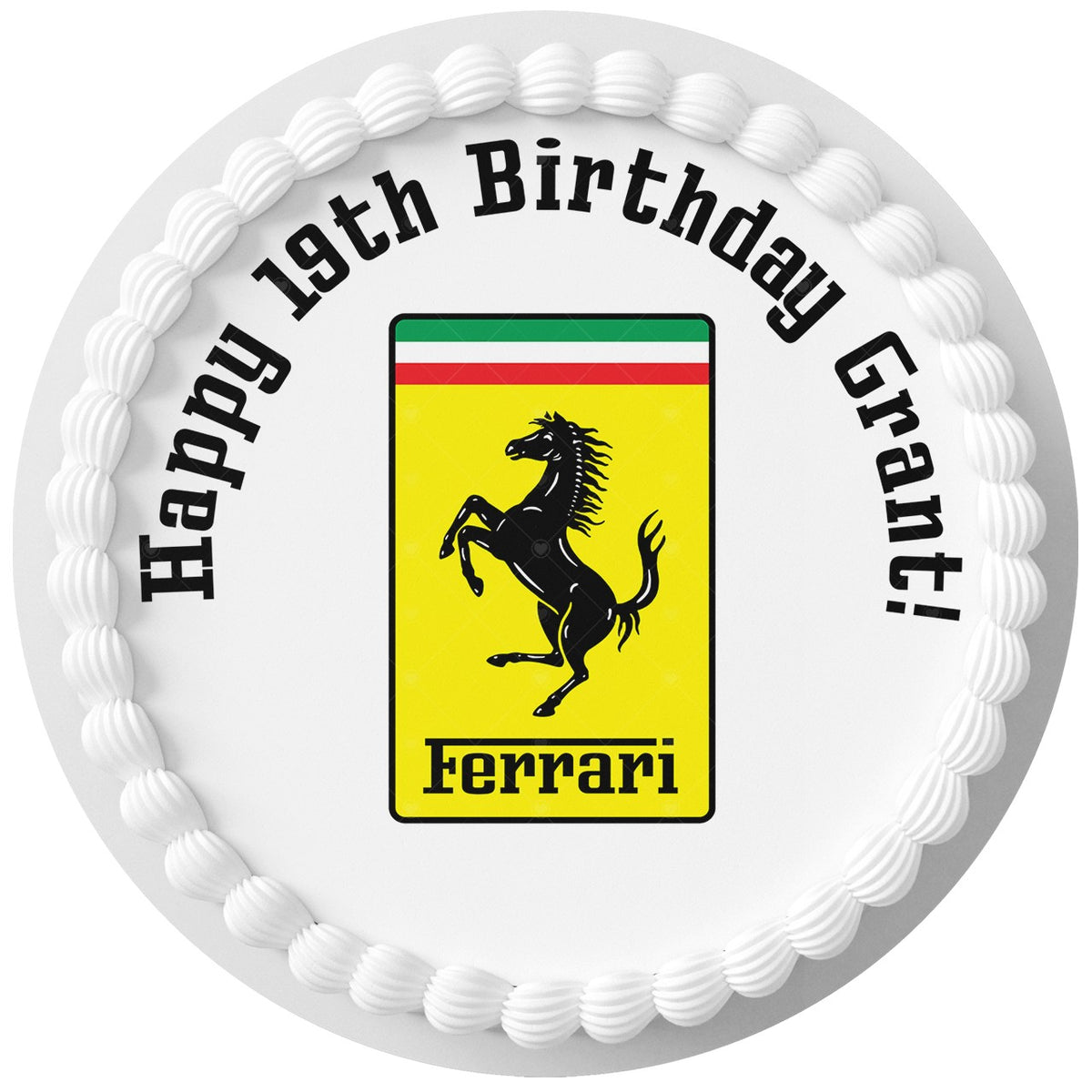 Ferrari Sport Racing Edible Cake Topper Round Personalized Edible Cake Topper | Custom Icing Sheet | Birthday Cake Decoration