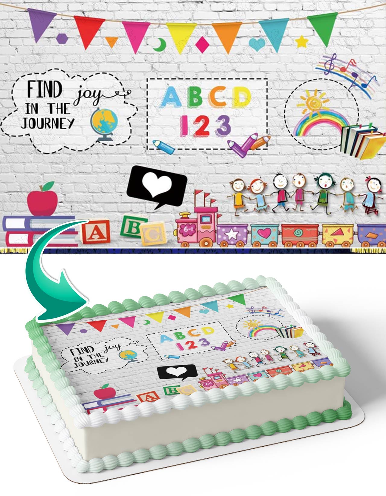 Find Joy In The Journey Kindergarten Class Kids School Edible Cake Topper