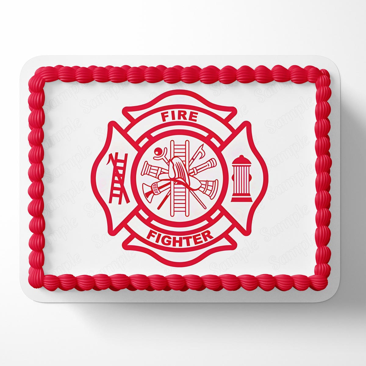 Fire Fighters Emblem Logo Red Edible Cake Topper
