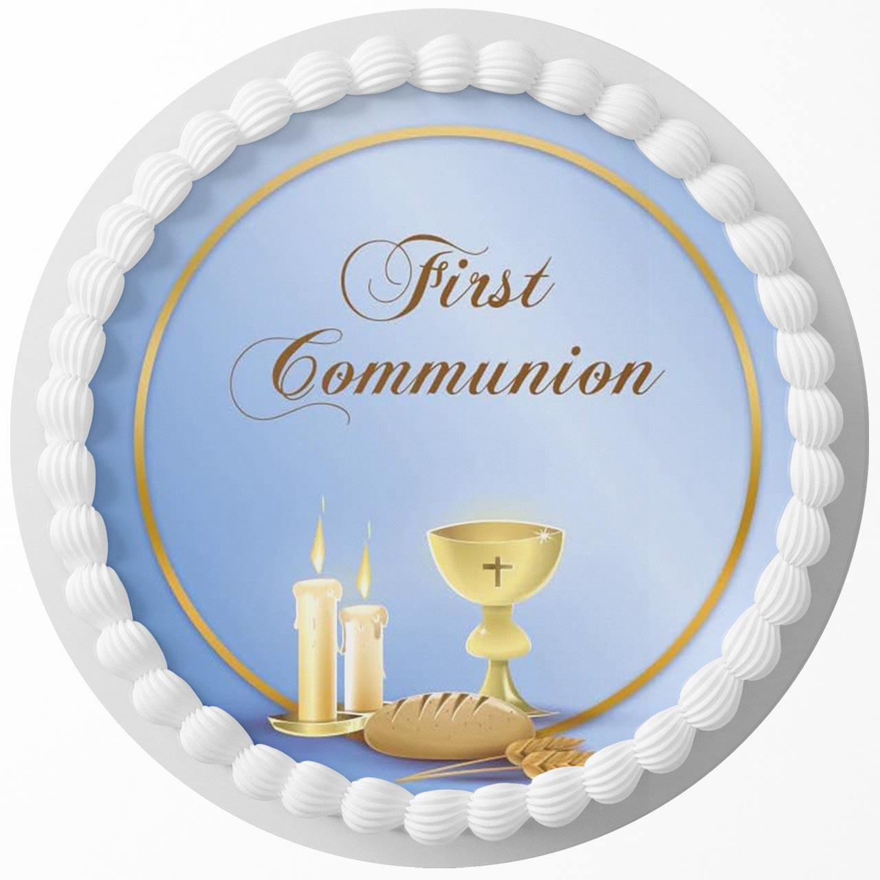 First Communion FC Round – Icing Sheet Birthday - Personalized Edible Cake Topper | Custom Icing Sheet | Birthday Cake Decoration