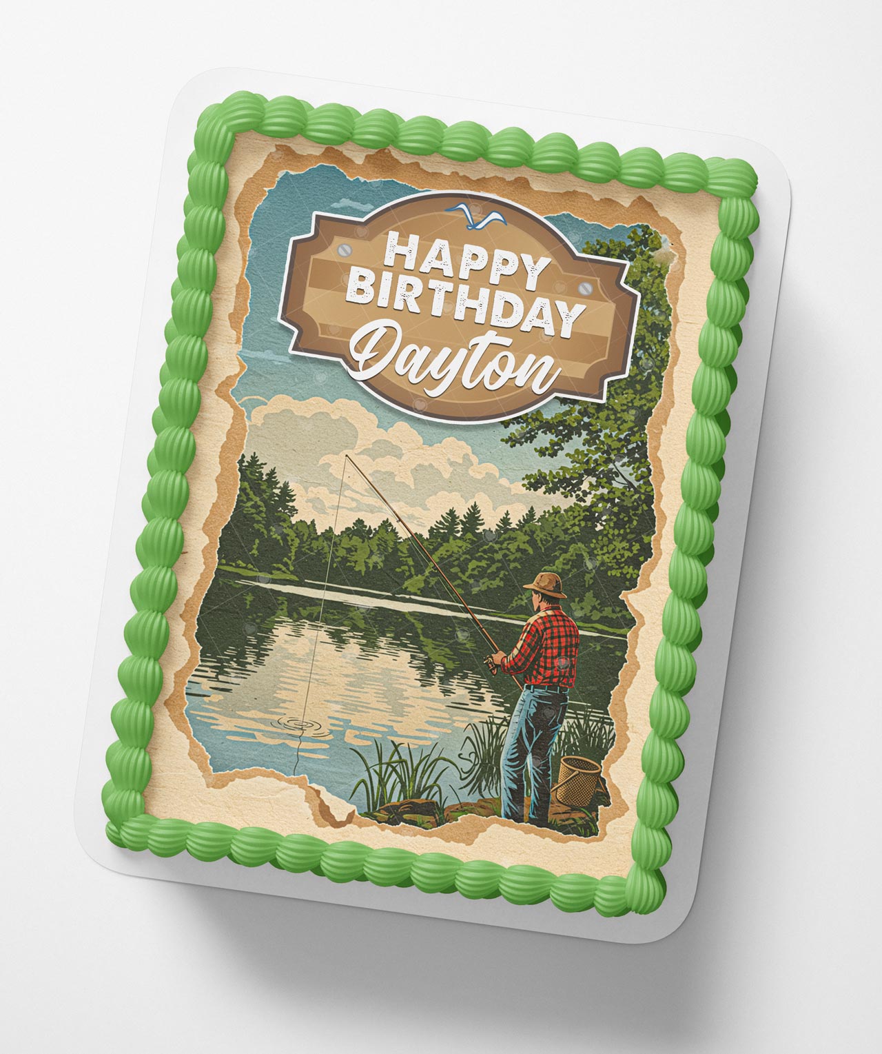 Fishing Camp Retirement Fishing Rod Edible Cake Topper