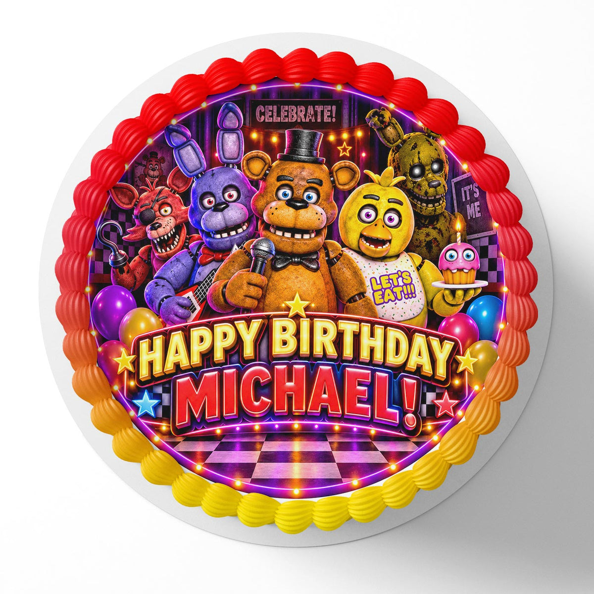 Five Nights at Freddy's Cake Topper | FNAF Edible Cake Image, Boy or Girl Cake Decoration
