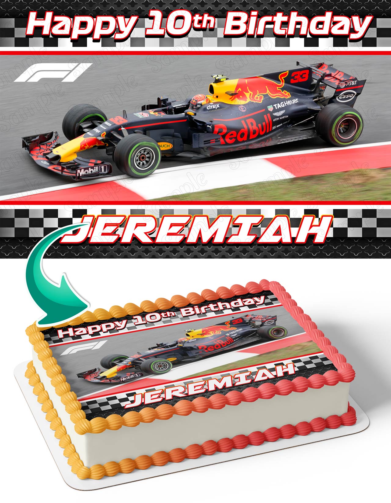 Formula 1 Redbull Team Edible Cake Topper