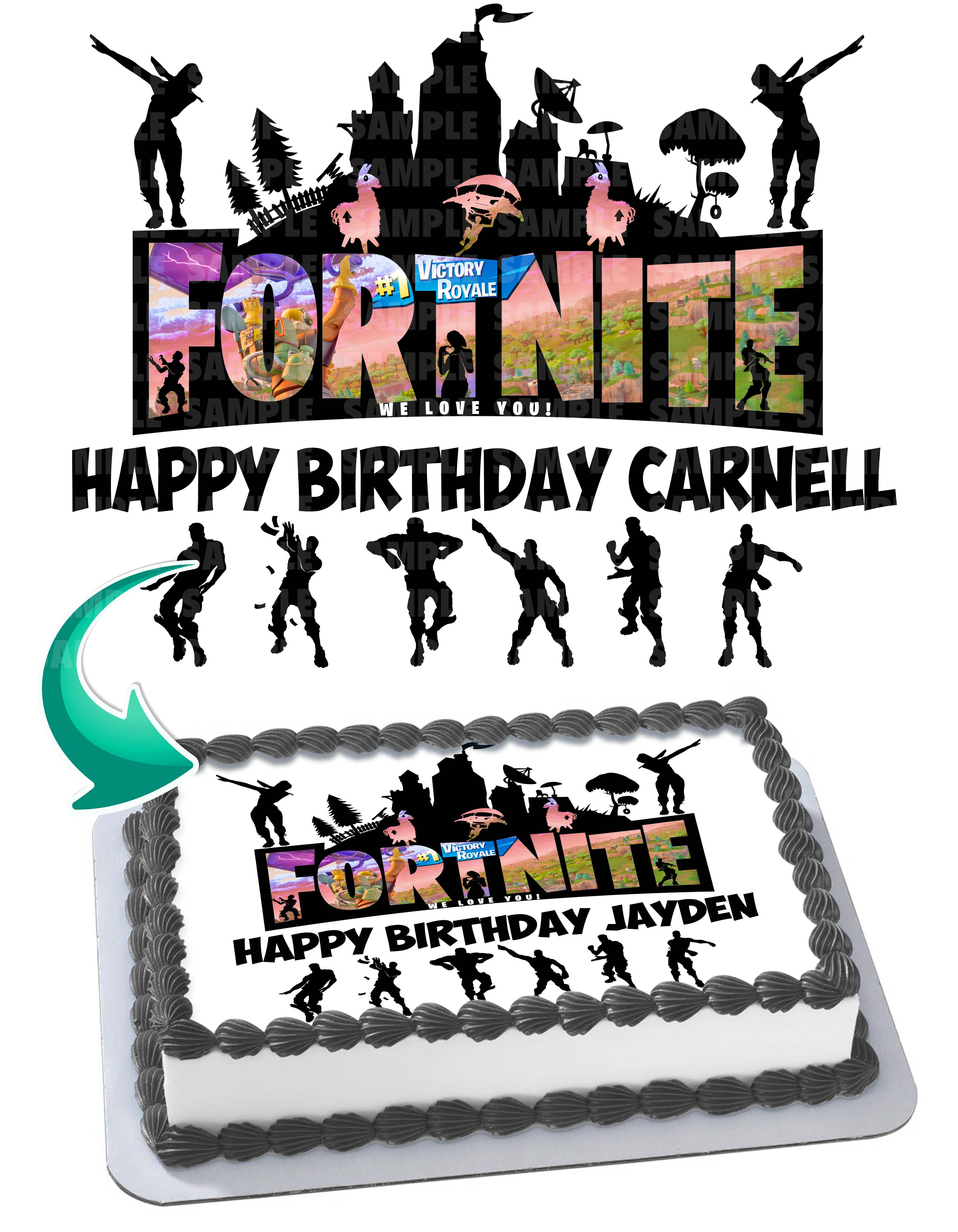 Fornite Battle Royale Gamers Kids Themed Edible Cake Topper