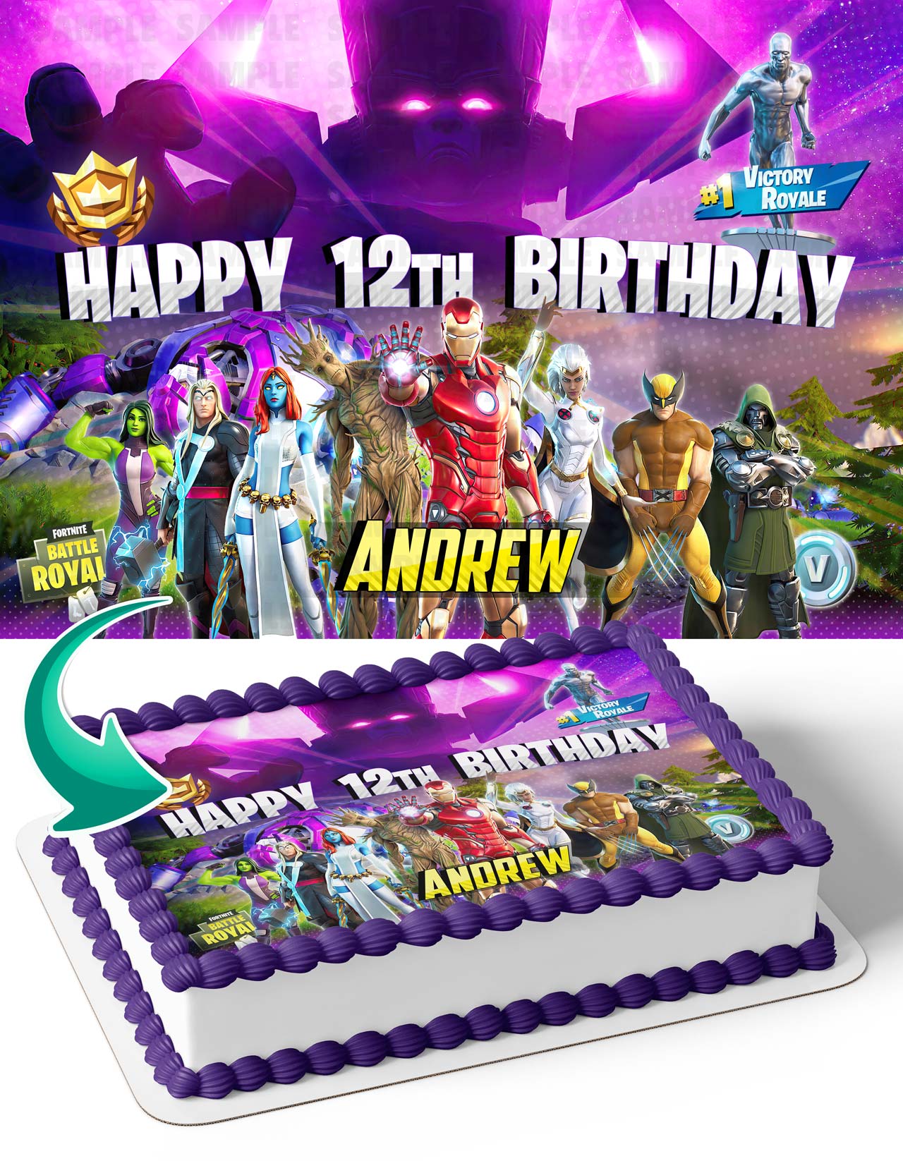 Fornite Battle Royale Gamers Kids Advance Pass Edible Cake Topper