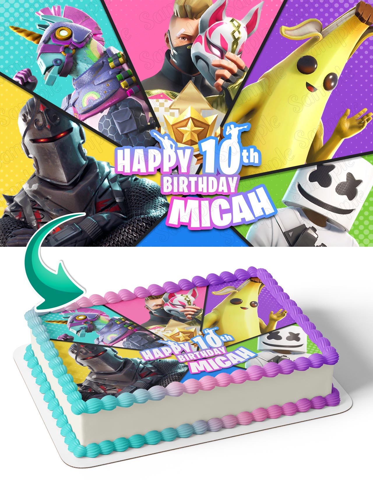 Fornite Battle Royale Gamers Kids All Chapter Edible Cake Topper