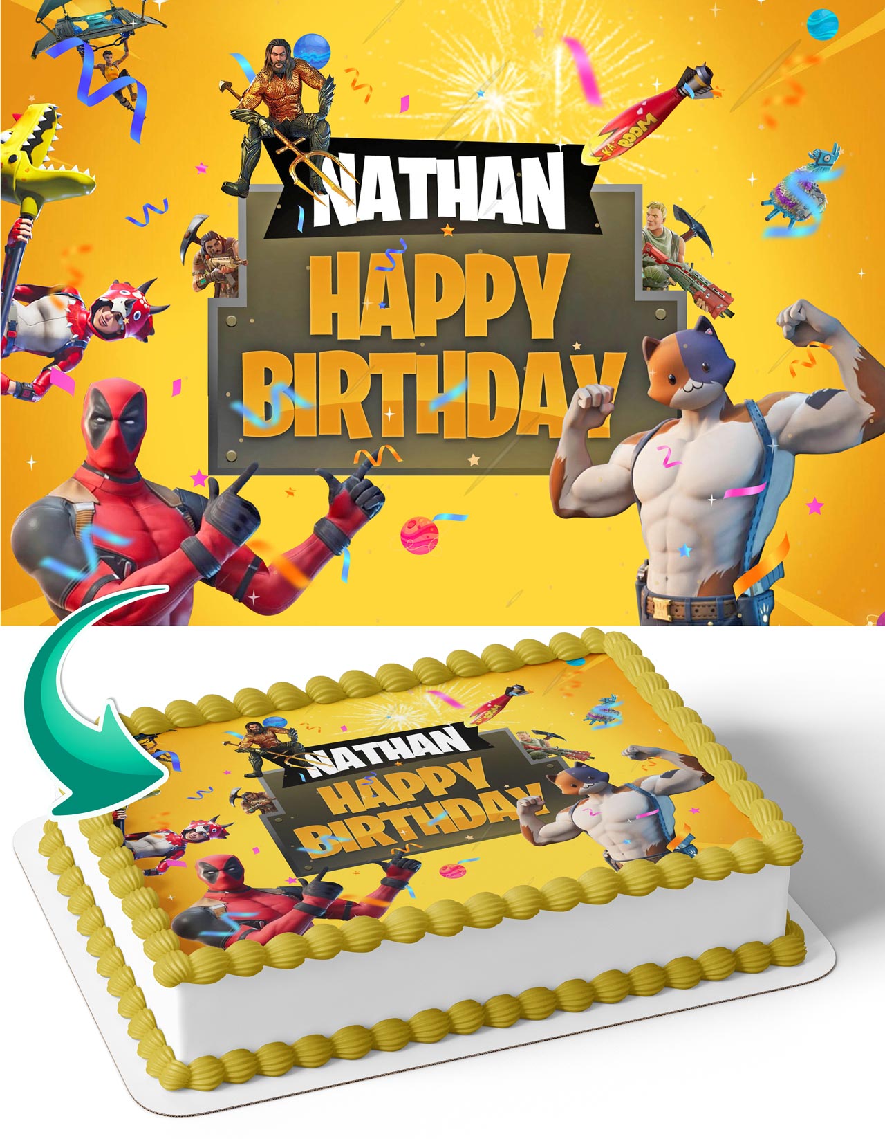 Fornite Battle Royale Gamers Kids Crew Edible Cake Topper