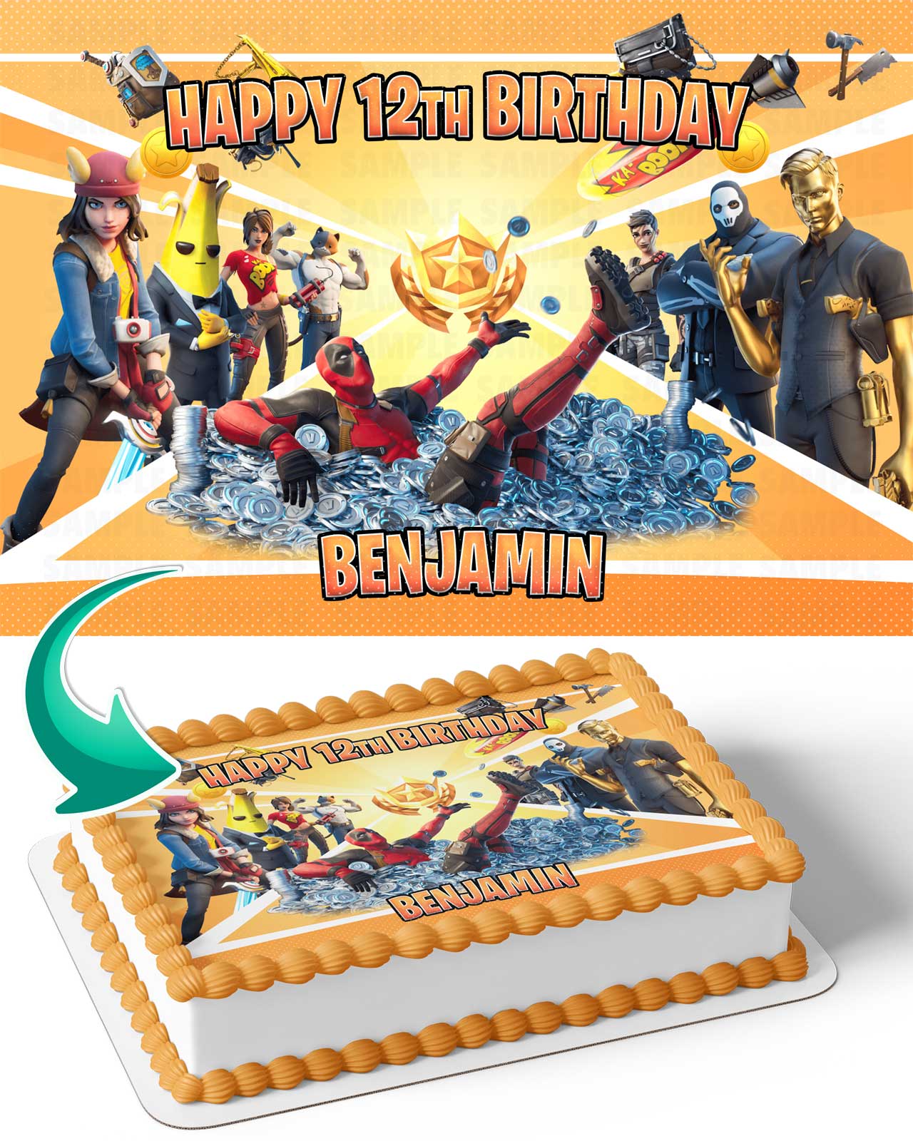 Fornite Battle Royale Gamers Kids Deadboy Edible Cake Topper