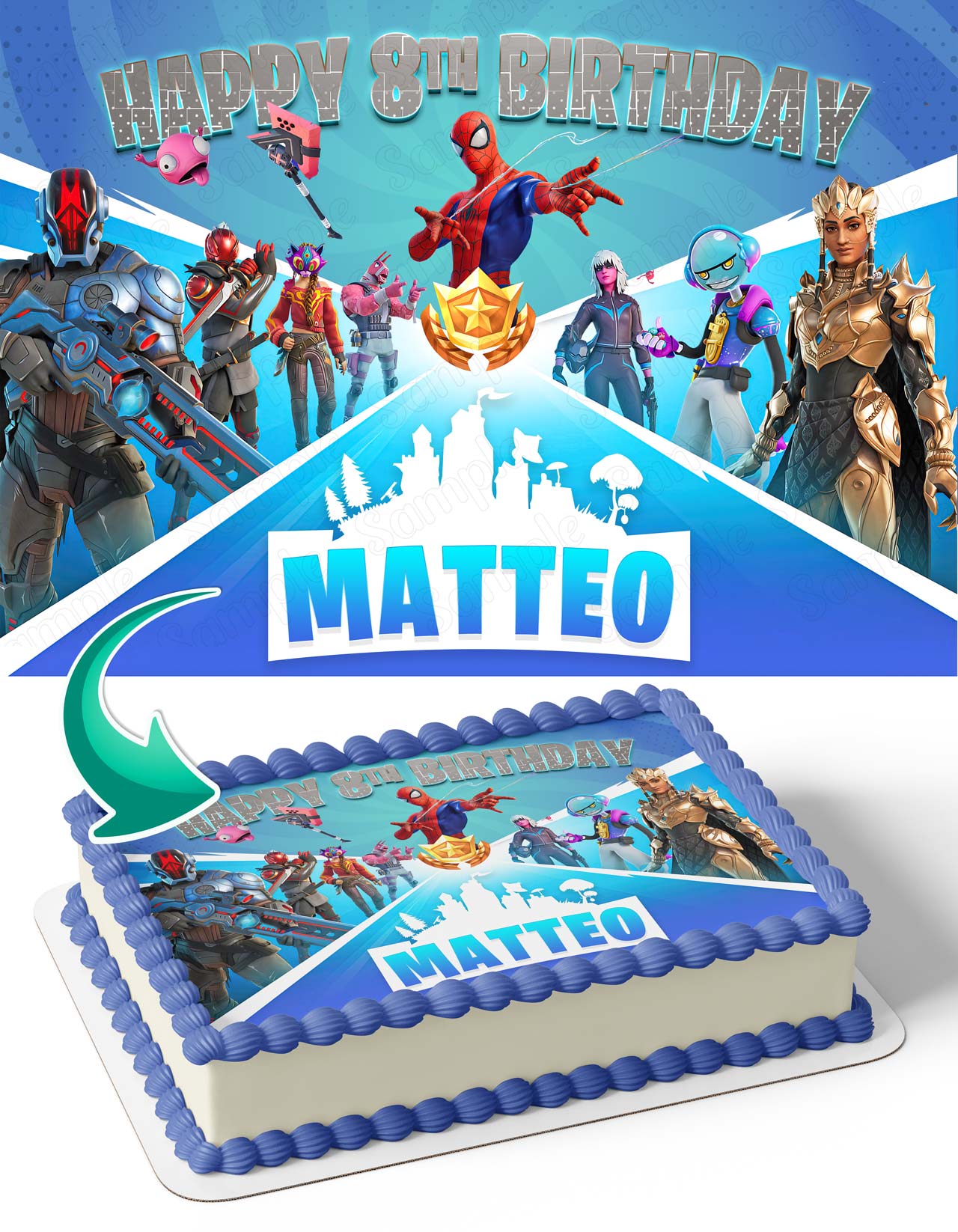 Fornite Battle Royale Gamers Kids Last Chapter Edible Cake Topper
