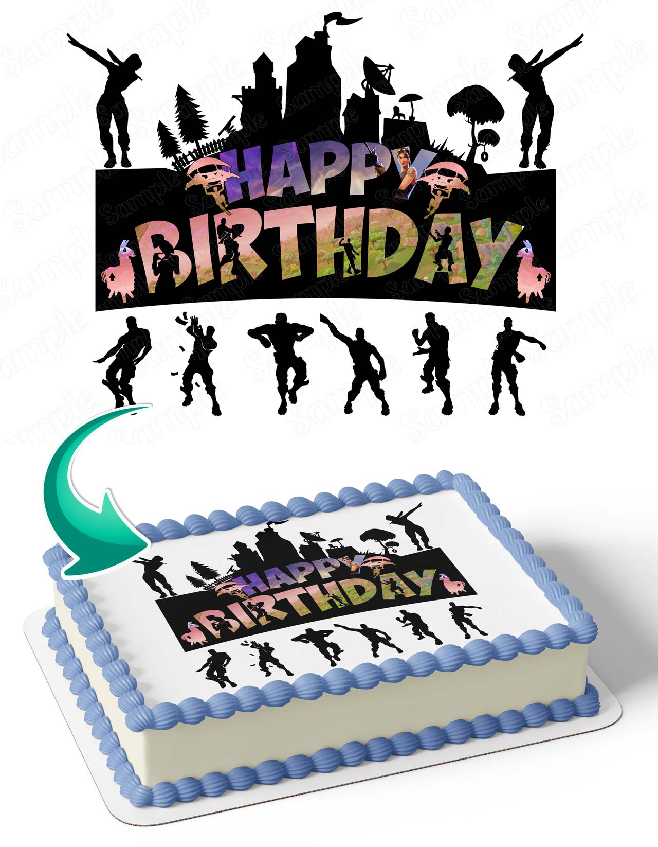 Fornite Battle Royale Gamers Kids Name Edible Cake Topper