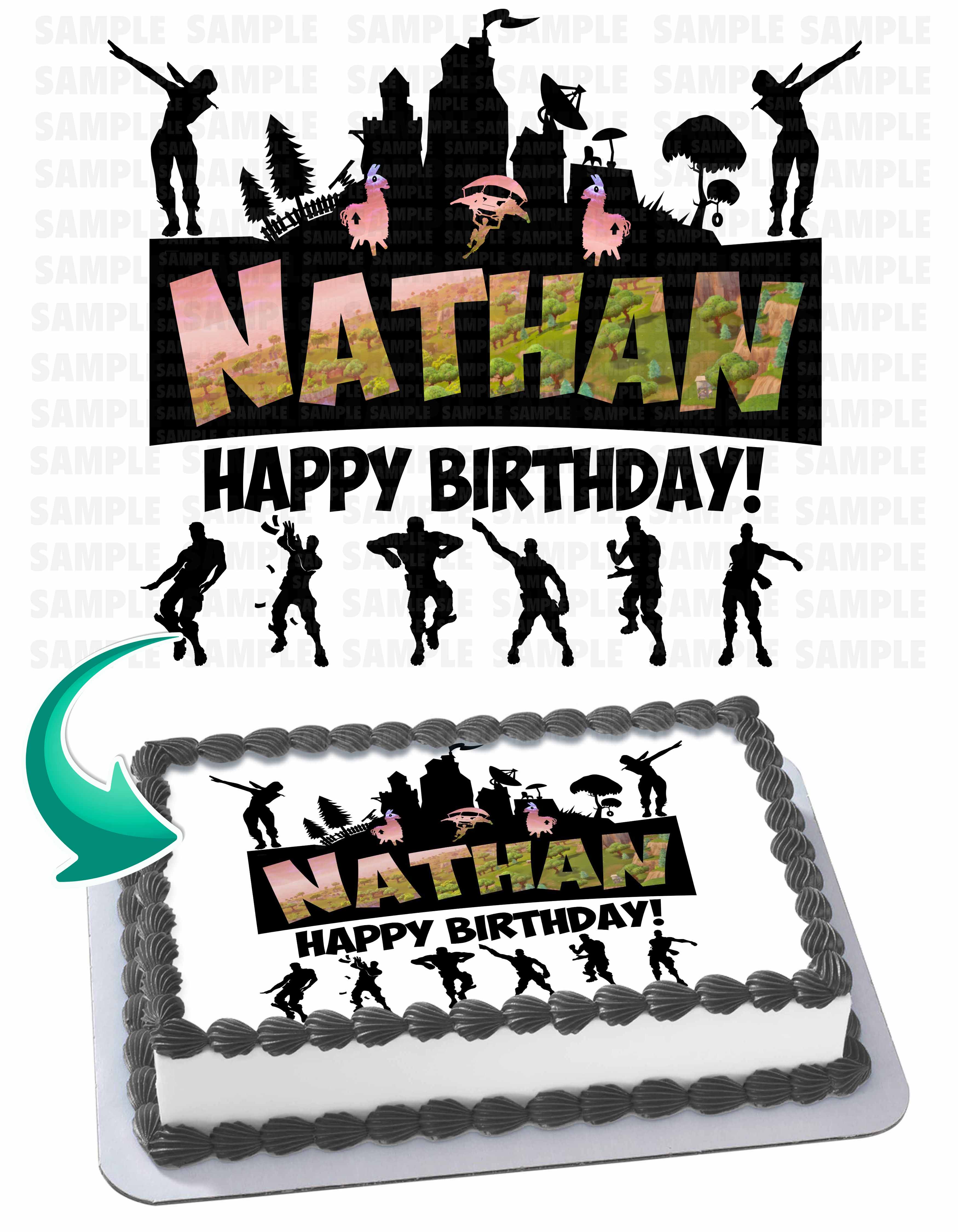 Fornite Battle Royale Gamers Kids Name Ultimate Edible Cake Topper