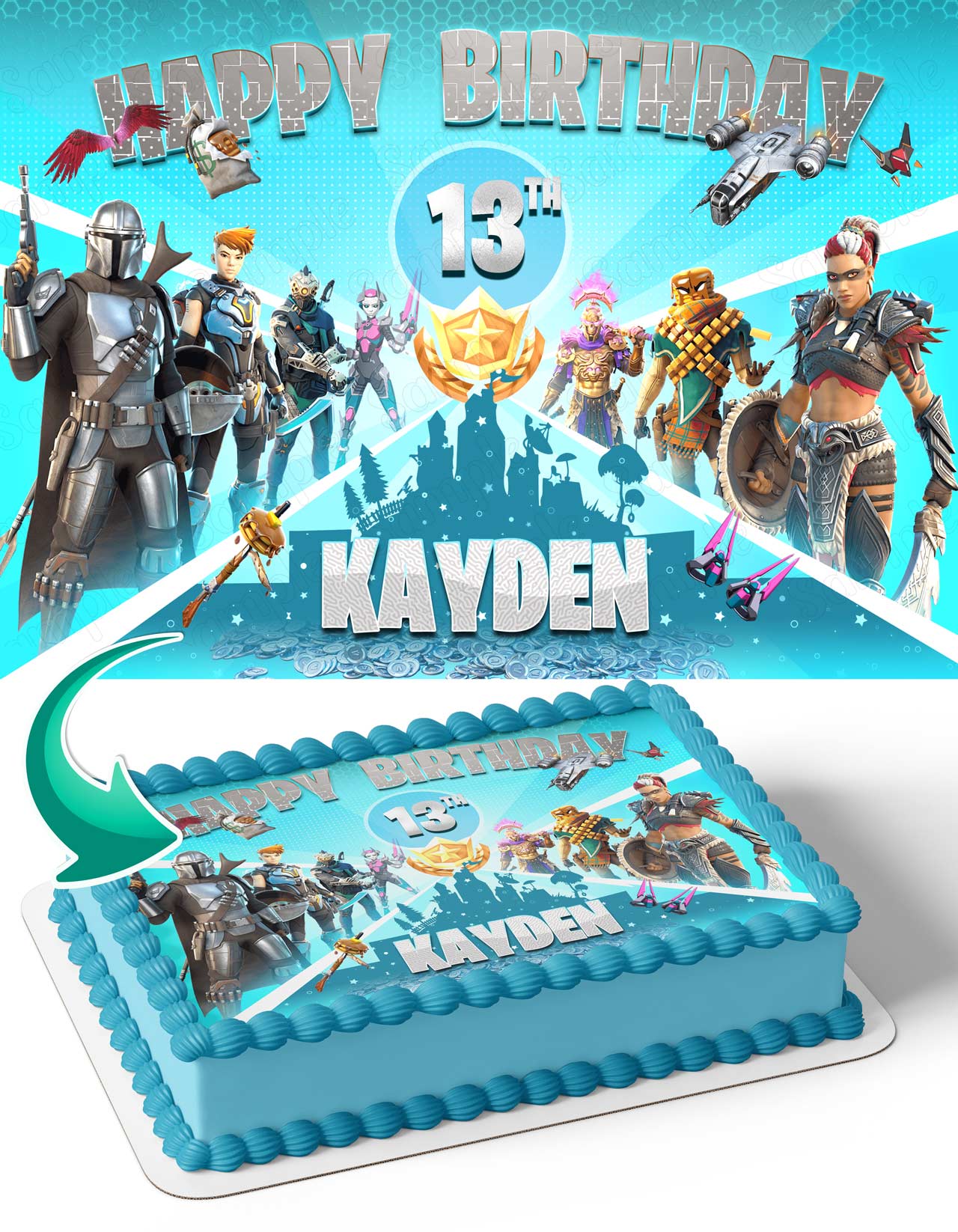 Fornite Battle Royale Gamers Kids Team Edible Cake Topper