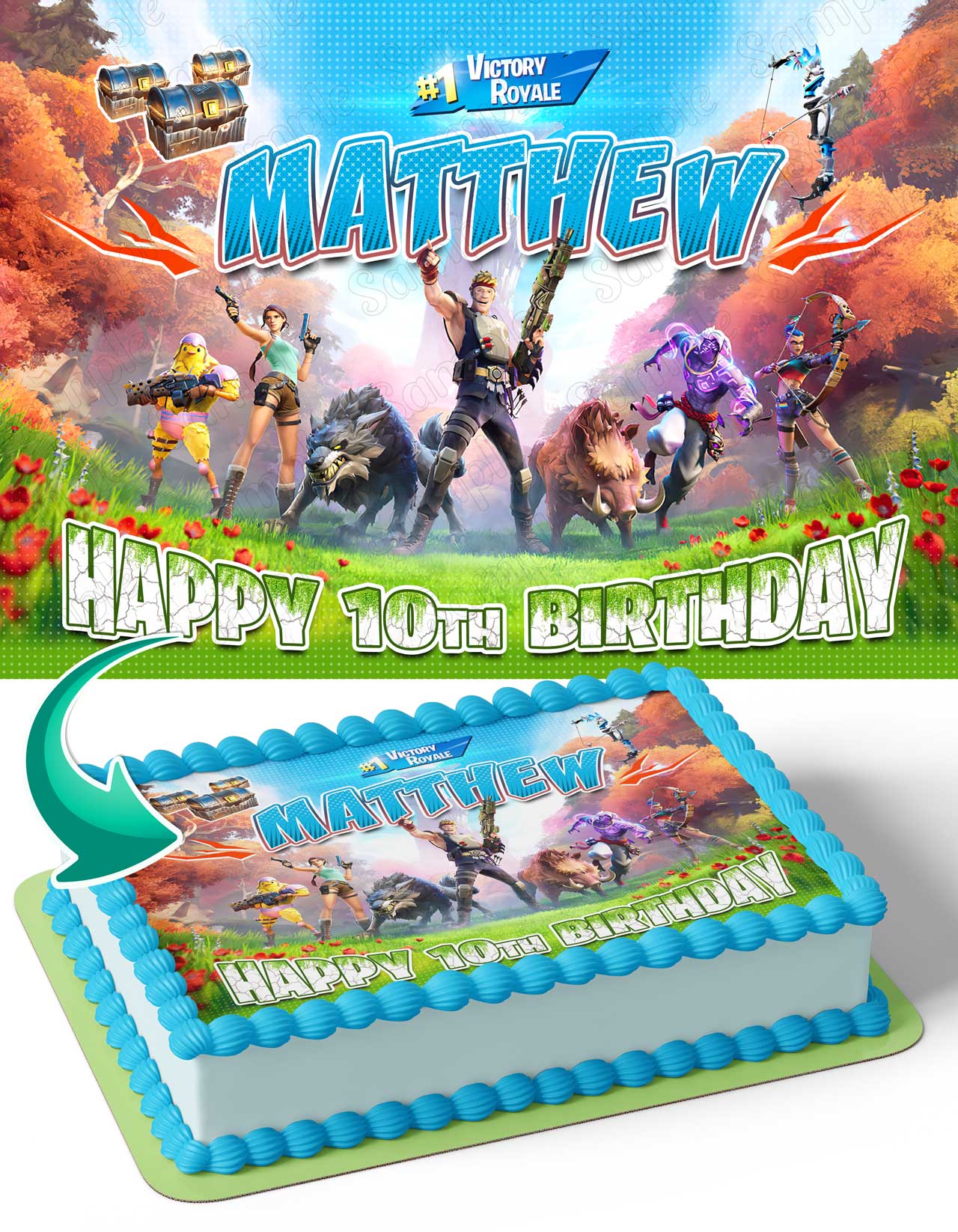 Fornite Battle Royale Gamers Kids Ultimate Edible Cake Topper