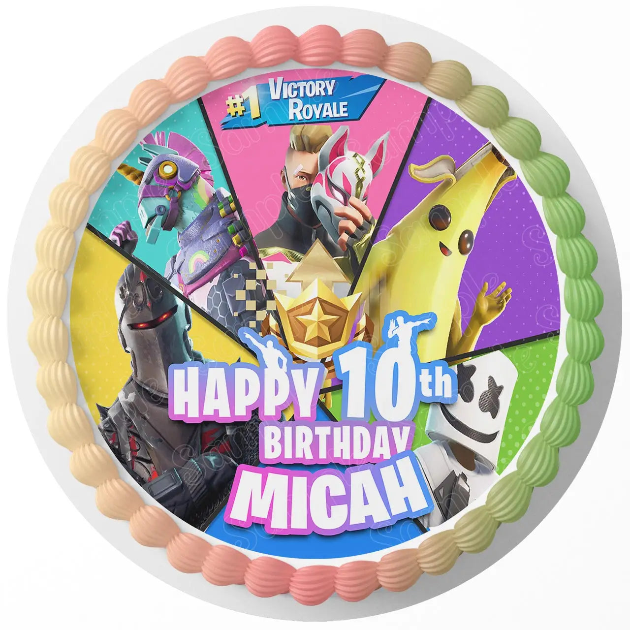 Fortnite Battle Nite Themed Fornite Battle Royale Gamers Season Round - Personalized Edible Cake Topper | Custom Icing Sheet | Birthday Cake Decoration