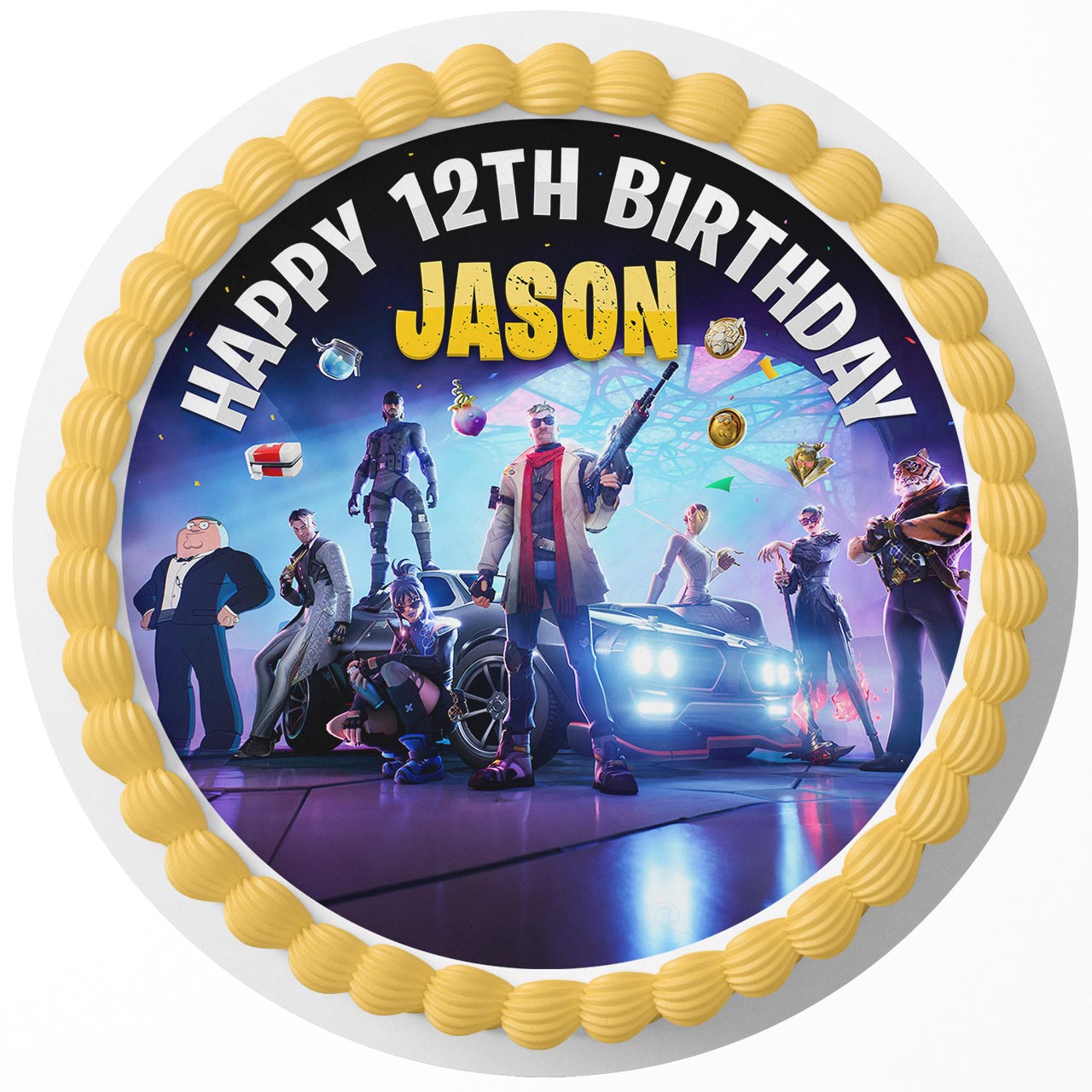 Fort Battle Nite Battle Pass Chapter 5 Season 1 Round – Icing Shee - Personalized Edible Cake Topper | Custom Icing Sheet | Birthday Cake Decoration