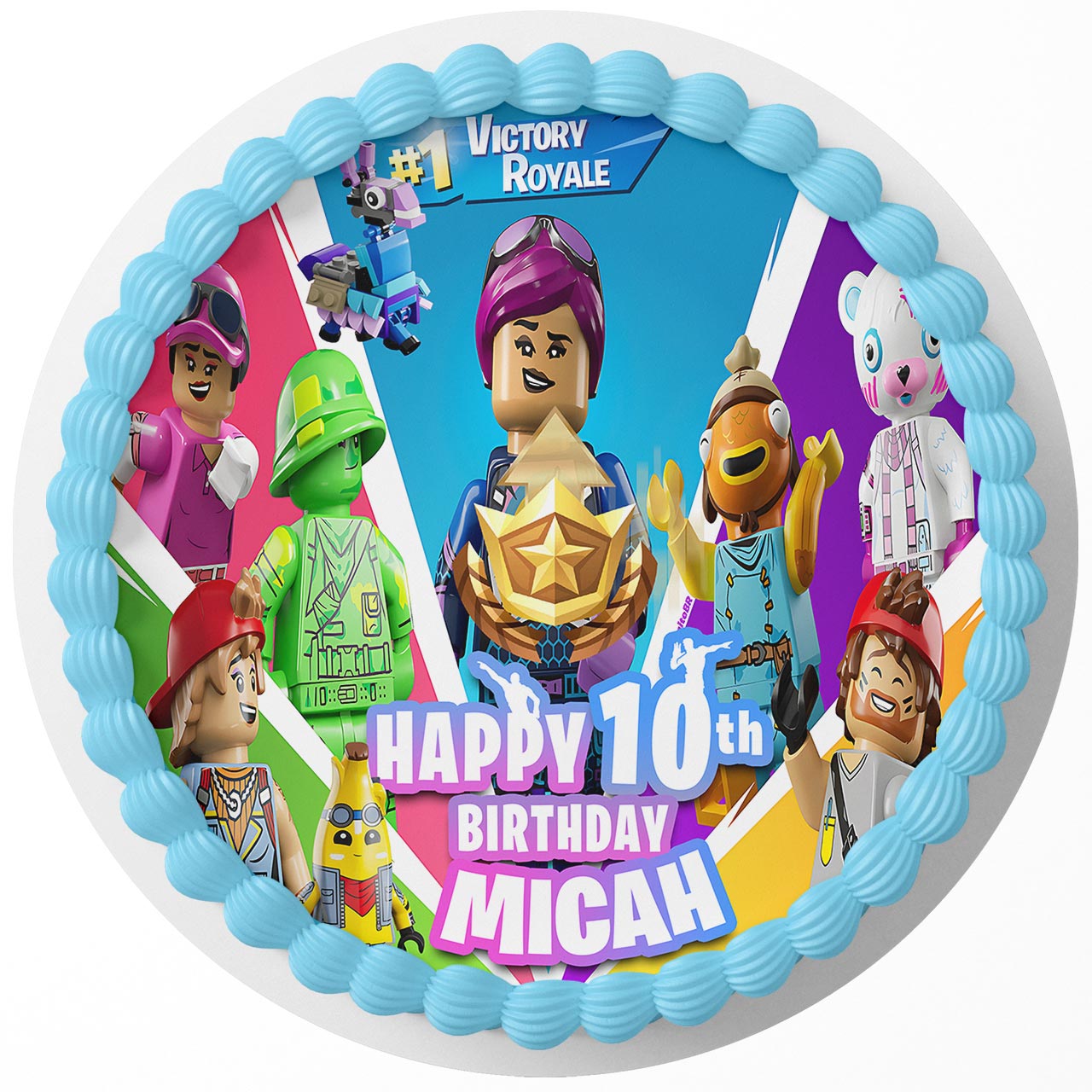 Fort Battle NiteLego Fornite Battle Royale Gamers Kids Round – Ic - Personalized Edible Cake Topper | Custom Icing Sheet | Birthday Cake Decoration