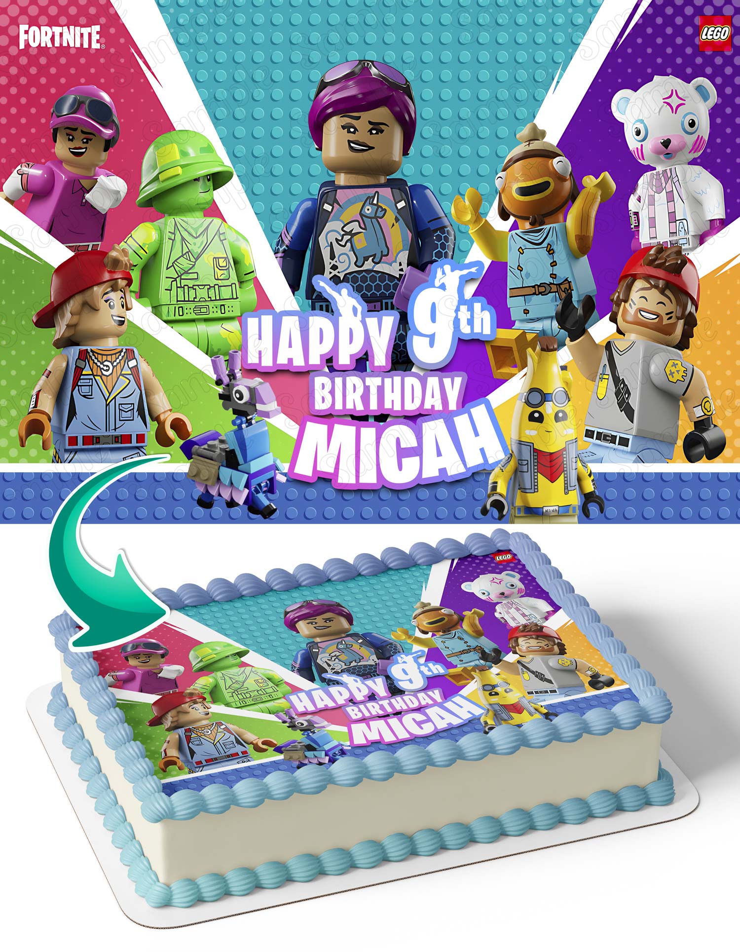 Gamers Kids Girls Fornite Legho Edible Cake Topper