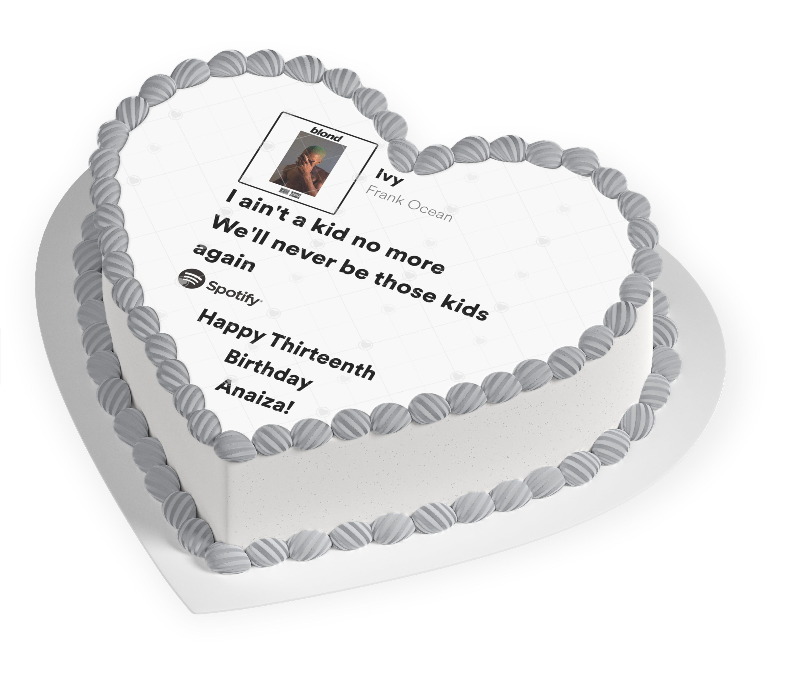 Frank Ivy Thirteenth Kid No More Teen Heart Shaped – Frosting She - Personalized Edible Cake Topper | Custom Icing Sheet | Birthday Cake Decoration
