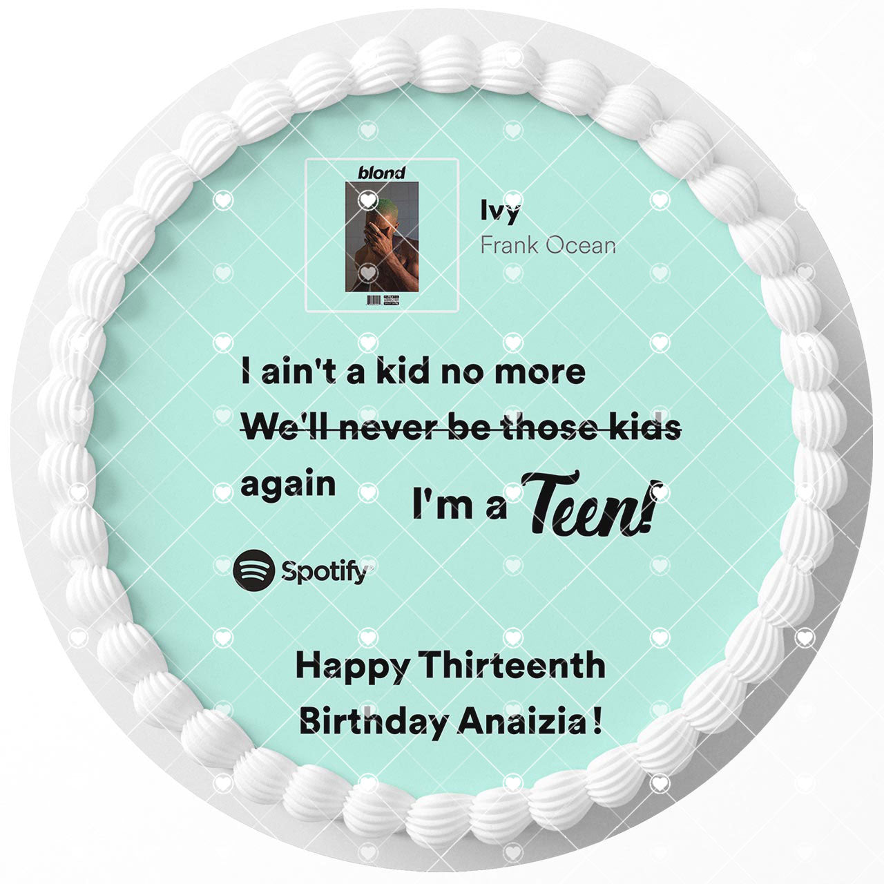 FO Frank Ivy Thirteenth Kid No More Teen Round – Icing Sheet Birt - Personalized Edible Cake Topper | Custom Icing Sheet | Birthday Cake Decoration