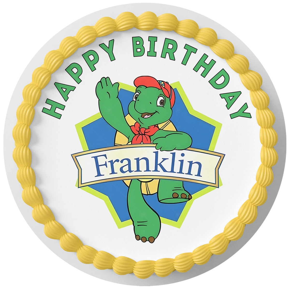 Franklin the Turtle Edible Cake Topper Round Personalized Edible Cake Topper | Custom Icing Sheet | Birthday Cake Decoration